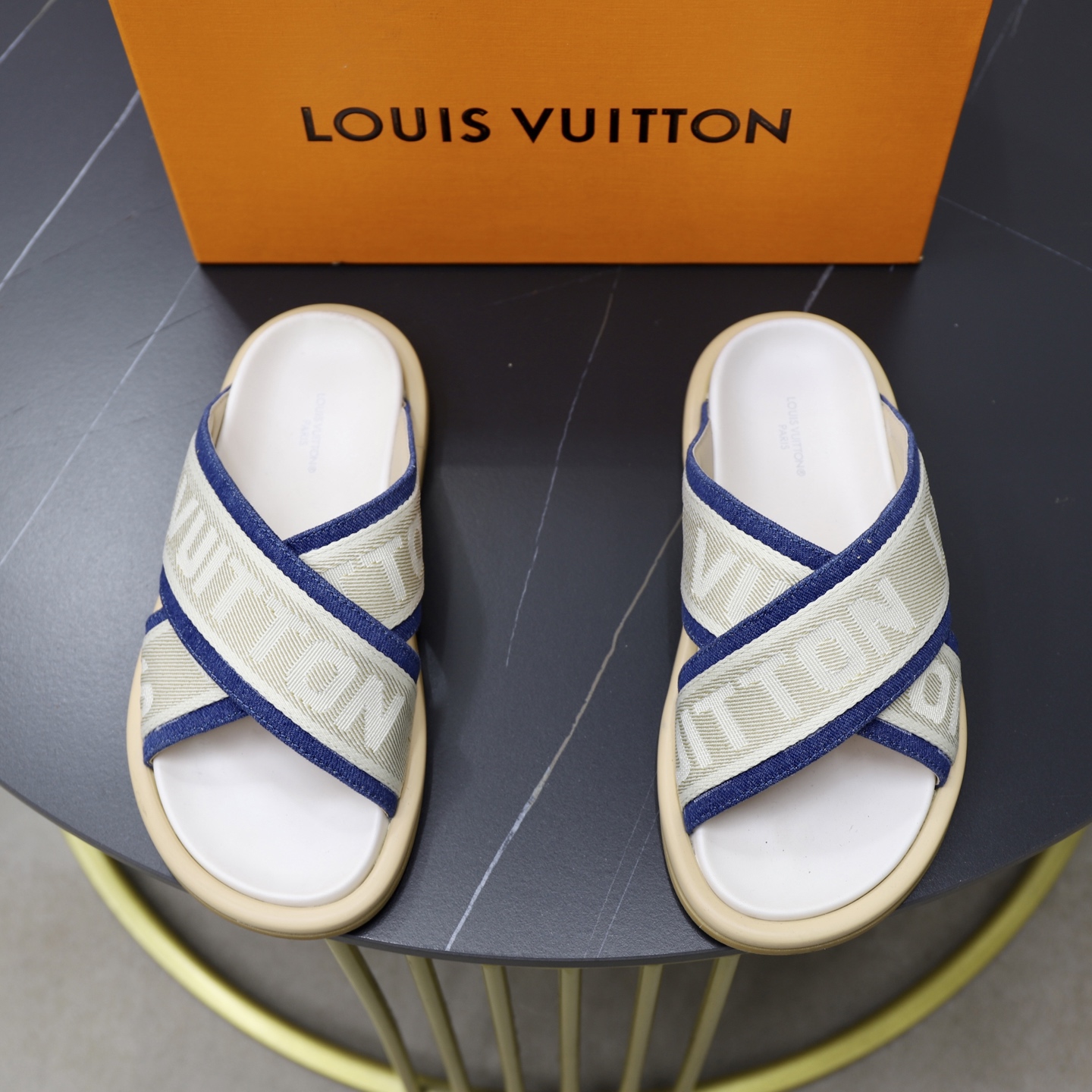 Louis Vuitton Denim-Trimmed Sandals for Women and Men, Designer Inspired 2 i1740240731088 8913 0 0