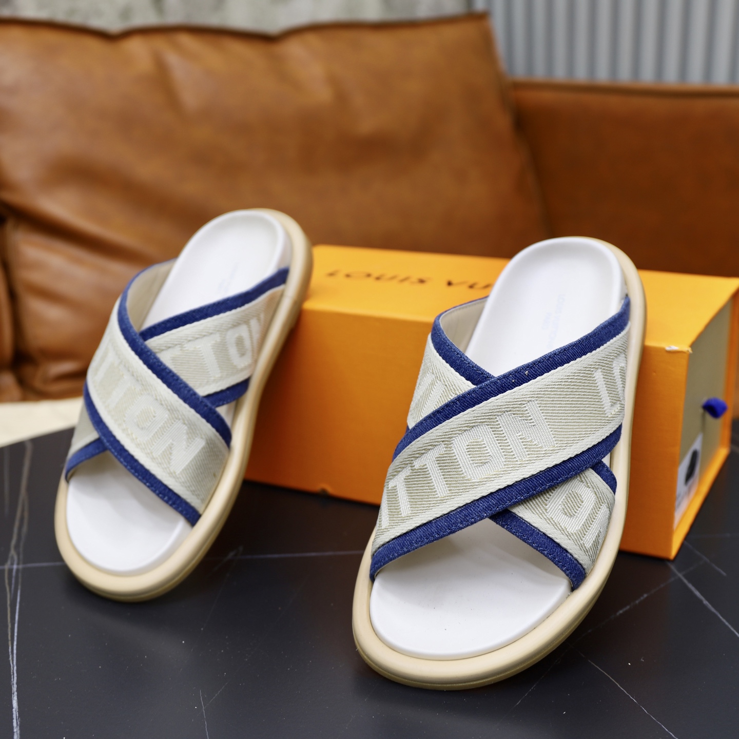 Louis Vuitton Denim-Trimmed Sandals for Women and Men, Designer Inspired 7 i1740240731120 4760 0 5