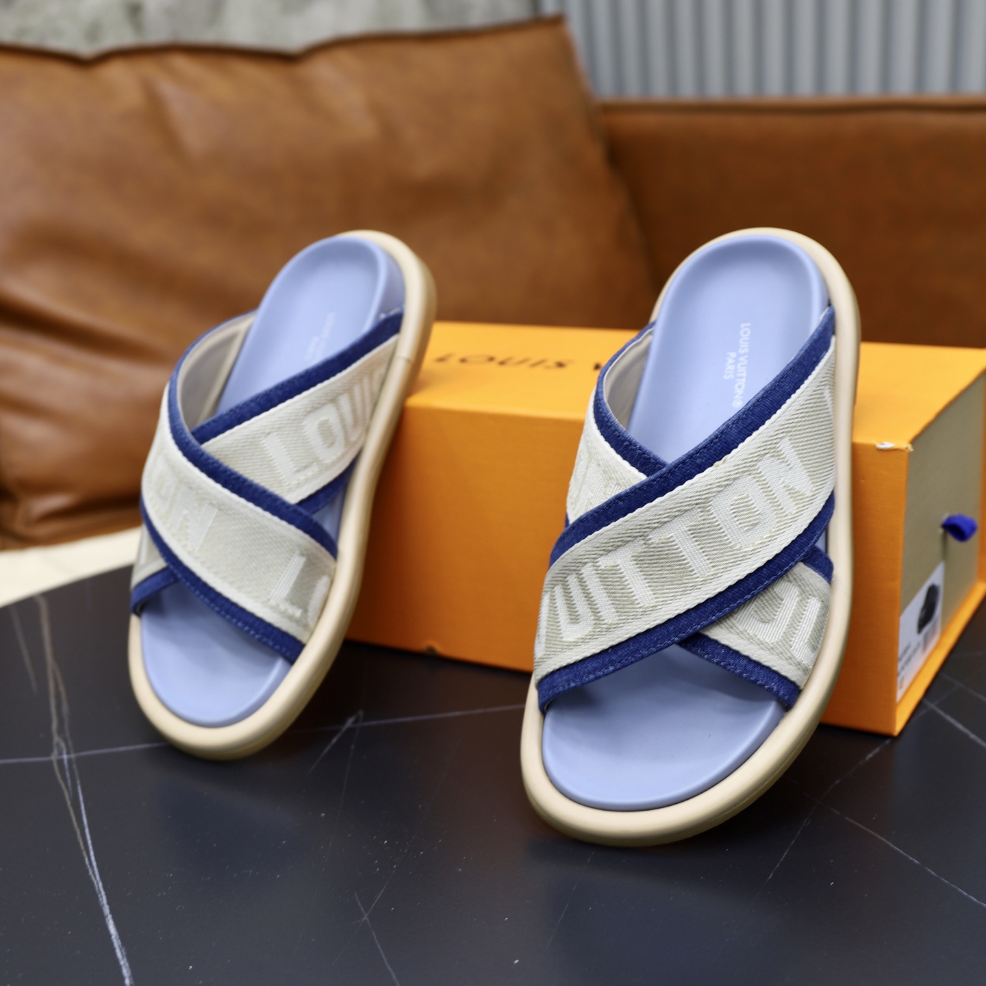 Louis Vuitton Women's Denim and Jacquard Flat Mule Sandals - Stylish Comfort 7 i1740240746194 2210 0 5