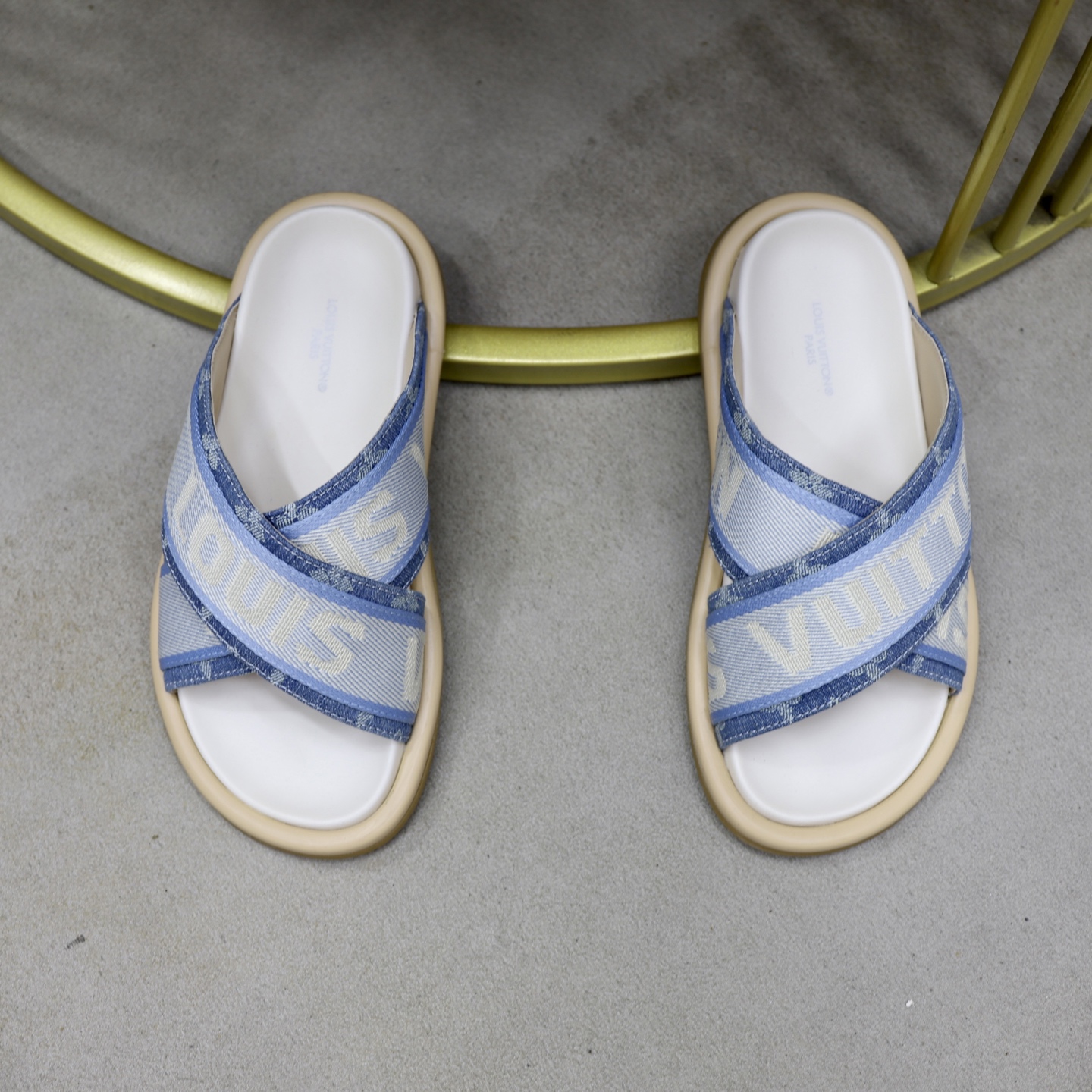 Louis Vuitton Monogram Denim Cross Sandals, Designer Slides for Women 4 i1740240784459 6323 0 2