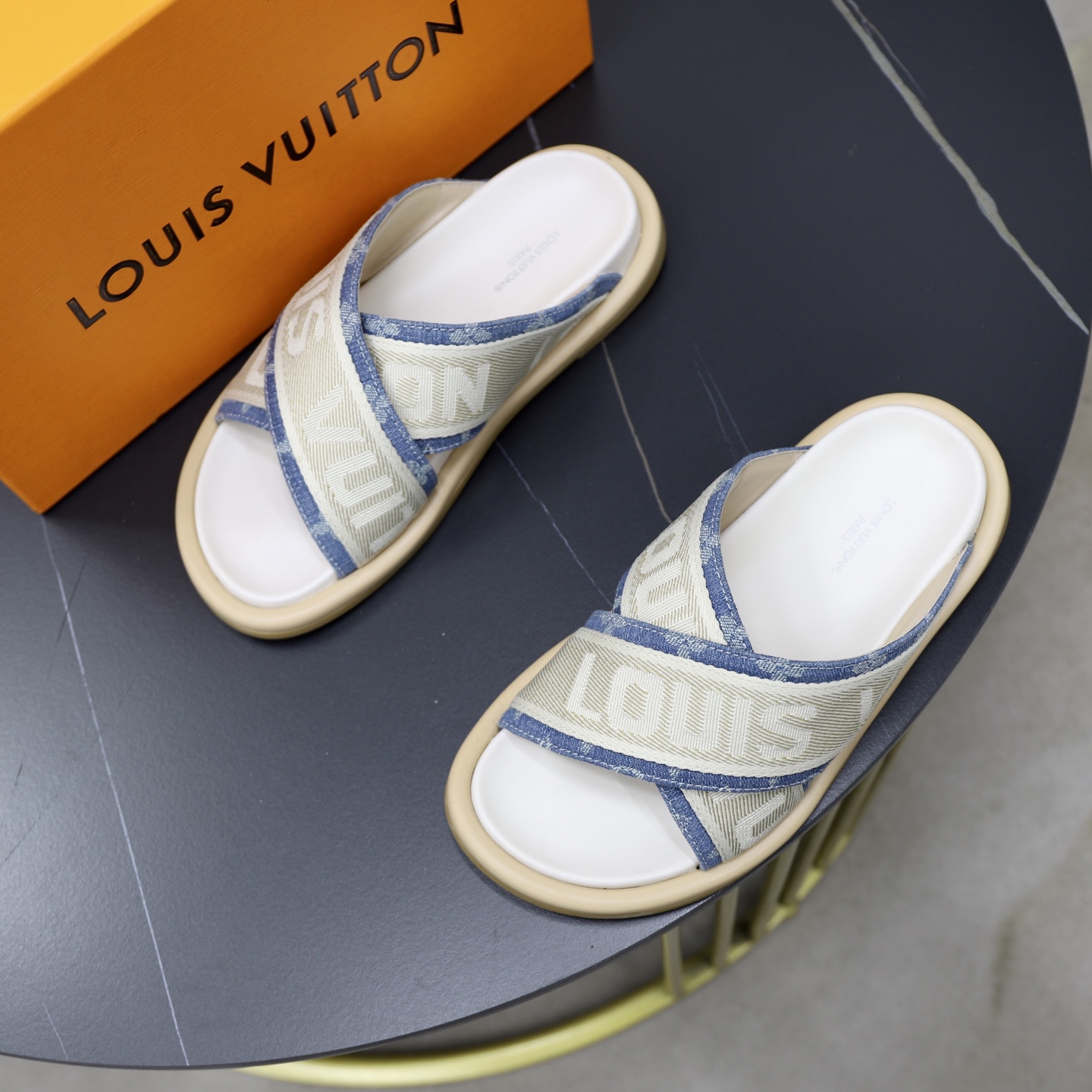Louis Vuitton Denim Cross Strap Sandals - Stylish and Comfortable 3 i1740240797550 5782 0 1
