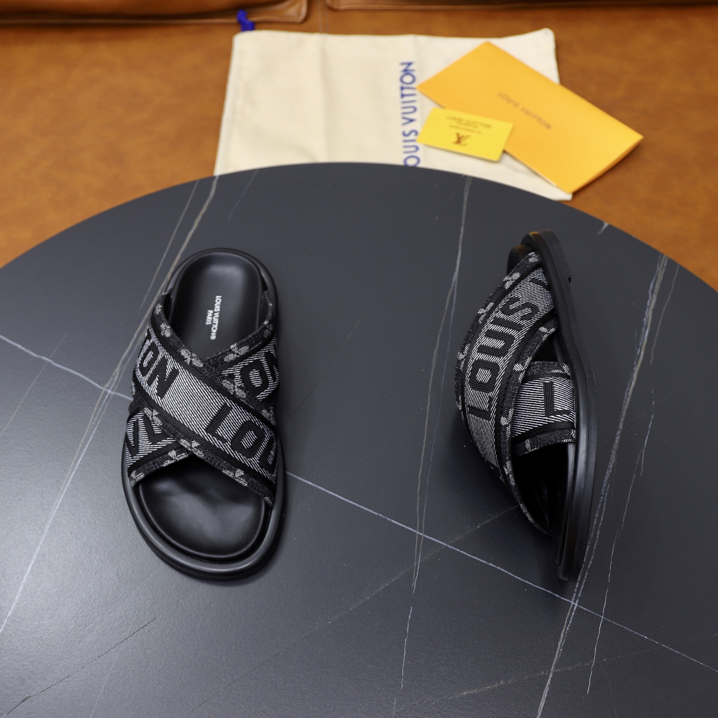 Louis Vuitton Embossed Denim Crossover Sandals, Stylish and Comfortable 8 i1740240810392 4172 0 6