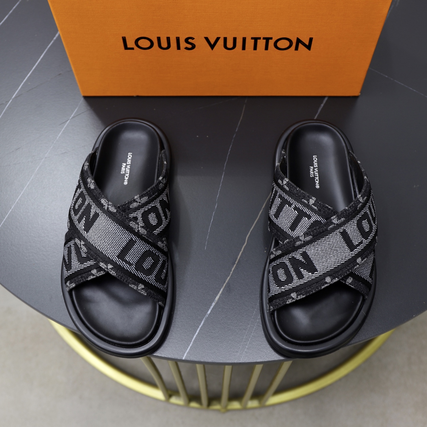 Louis Vuitton Embossed Denim Crossover Sandals, Stylish and Comfortable 1 Louis Vuitton Embossed Denim Crossover Sandals, Stylish and Comfortable