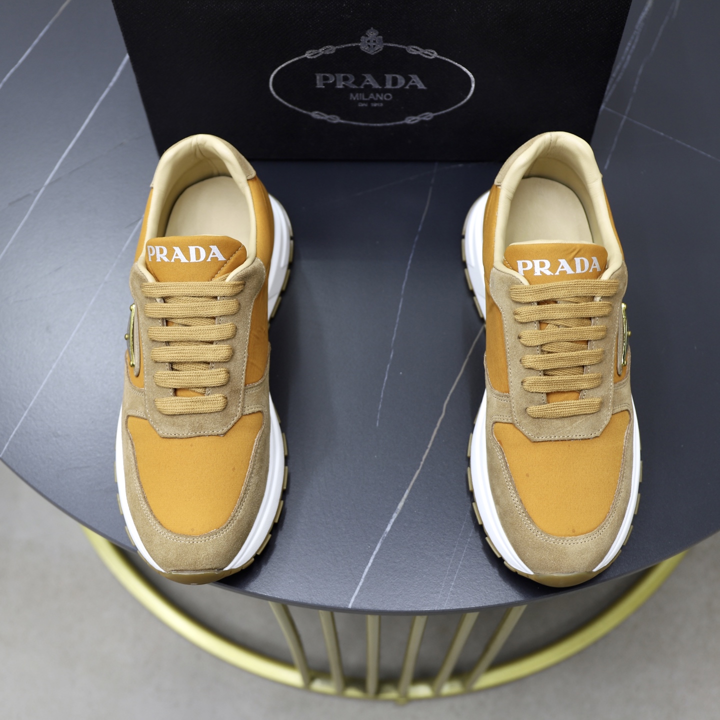 Prada Men's Fashion Sneakers in Brown Leather – Sizes 38-44 Available