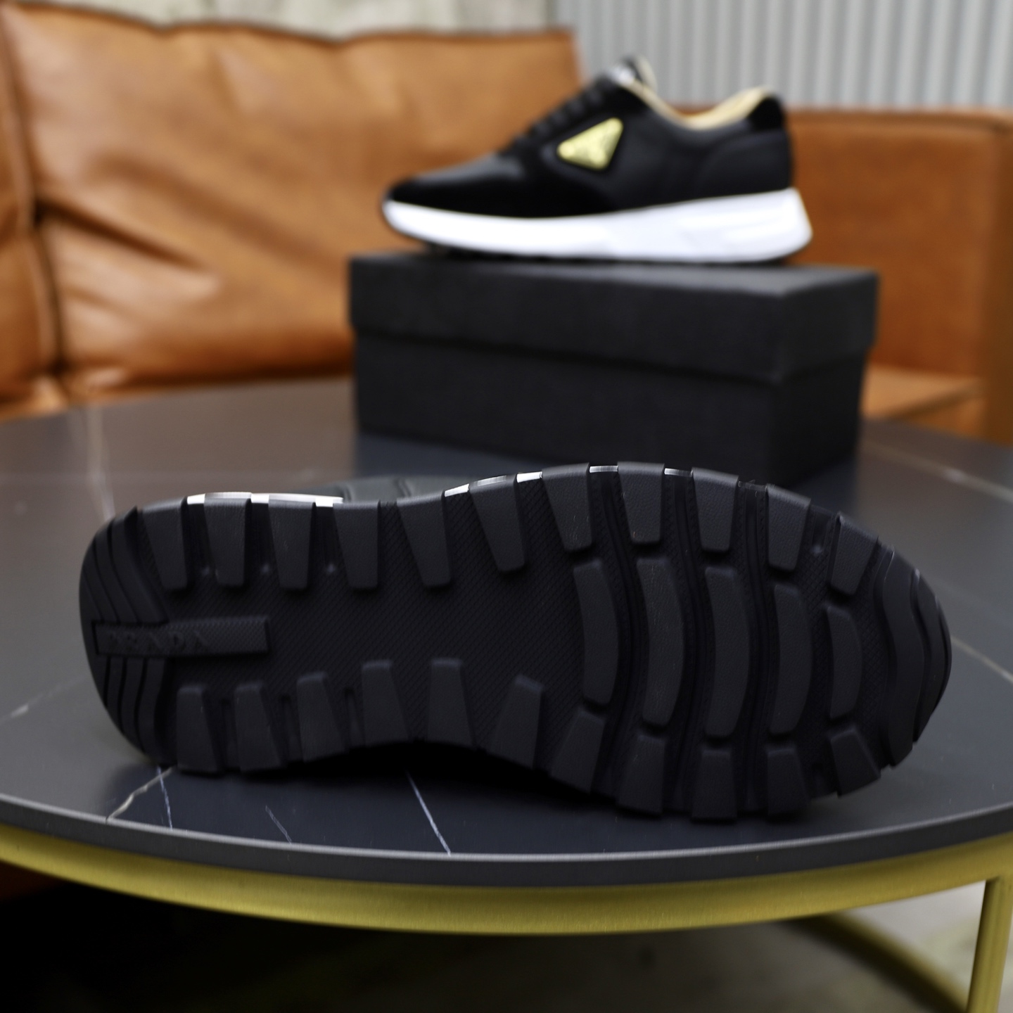 Prada Men's Black Leather Fashion Sneakers - Stylish & Comfortable 10 i1741536959429 4283 0 8