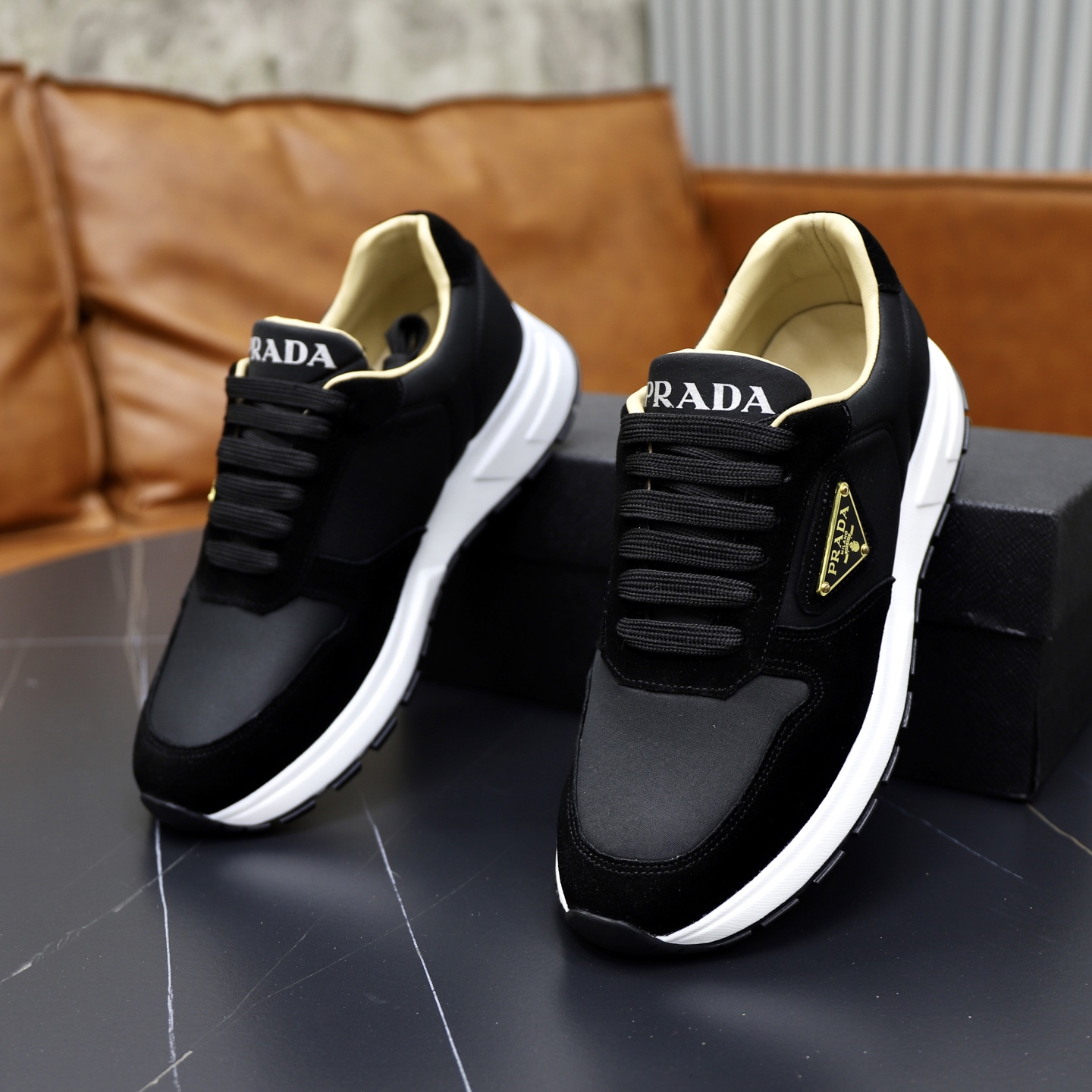 Prada Men's Black Leather Fashion Sneakers - Stylish & Comfortable 7 i1741536959438 2024 0 5