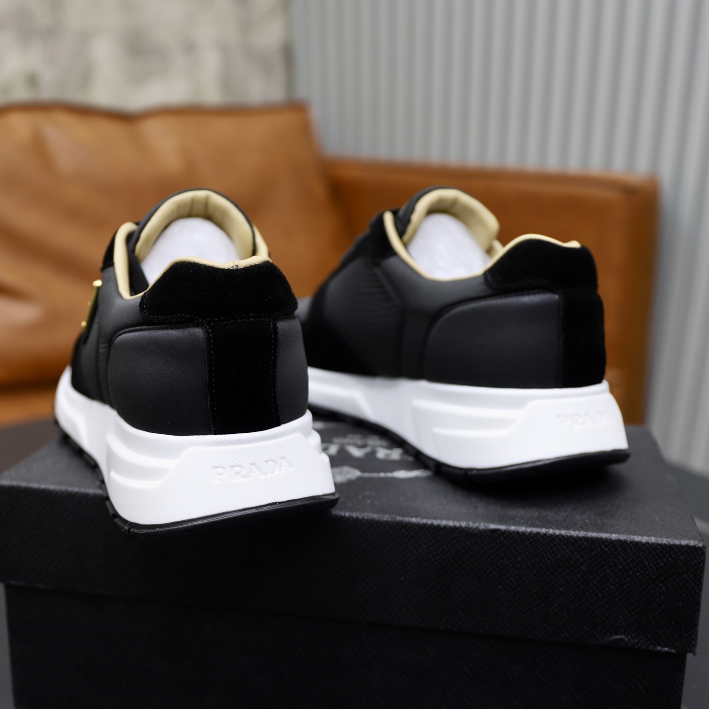 Prada Men's Black Leather Fashion Sneakers - Stylish & Comfortable 6 i1741536960880 8244 0 4