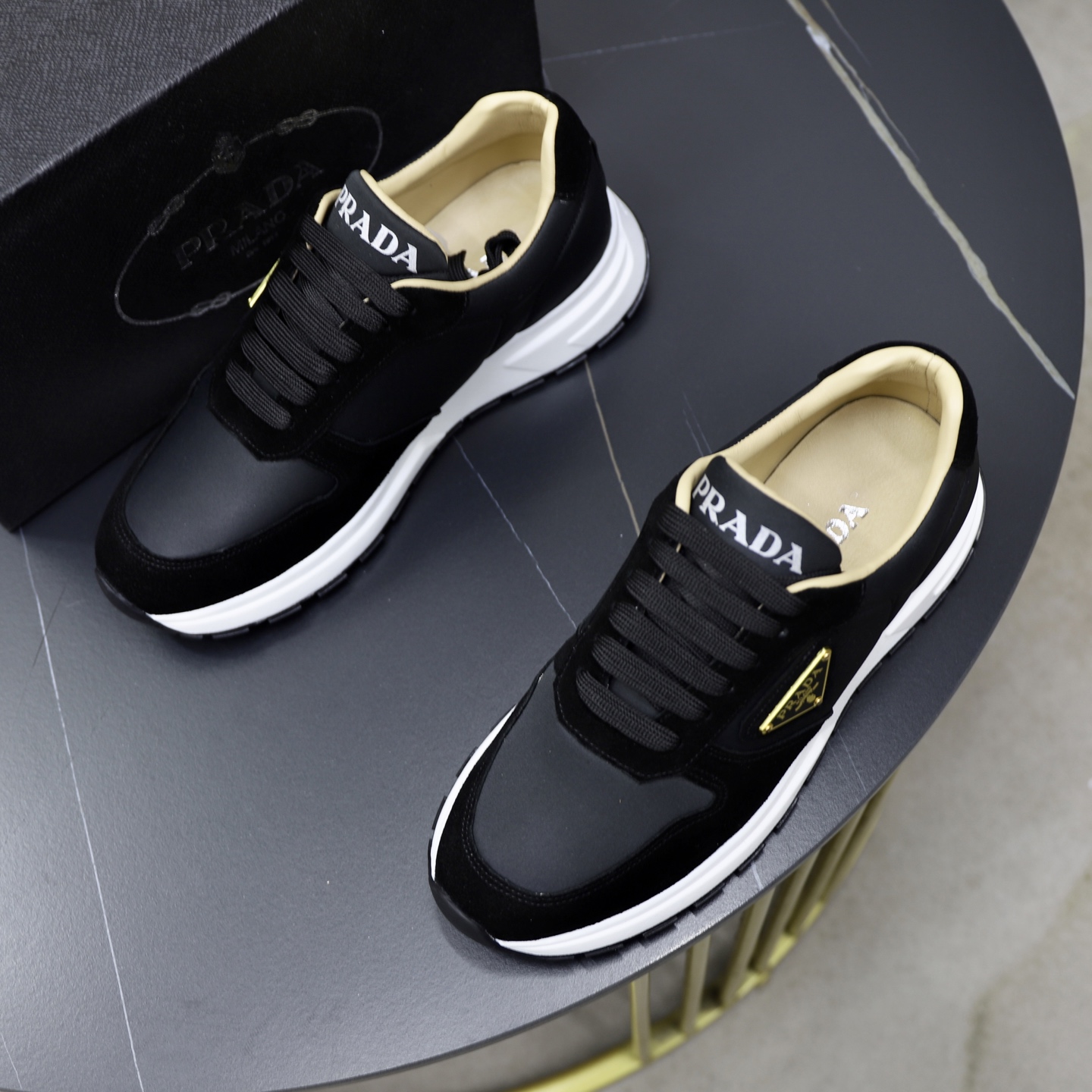 Prada Men's Black Leather Fashion Sneakers - Stylish & Comfortable 3 i1741536960888 203 0 1