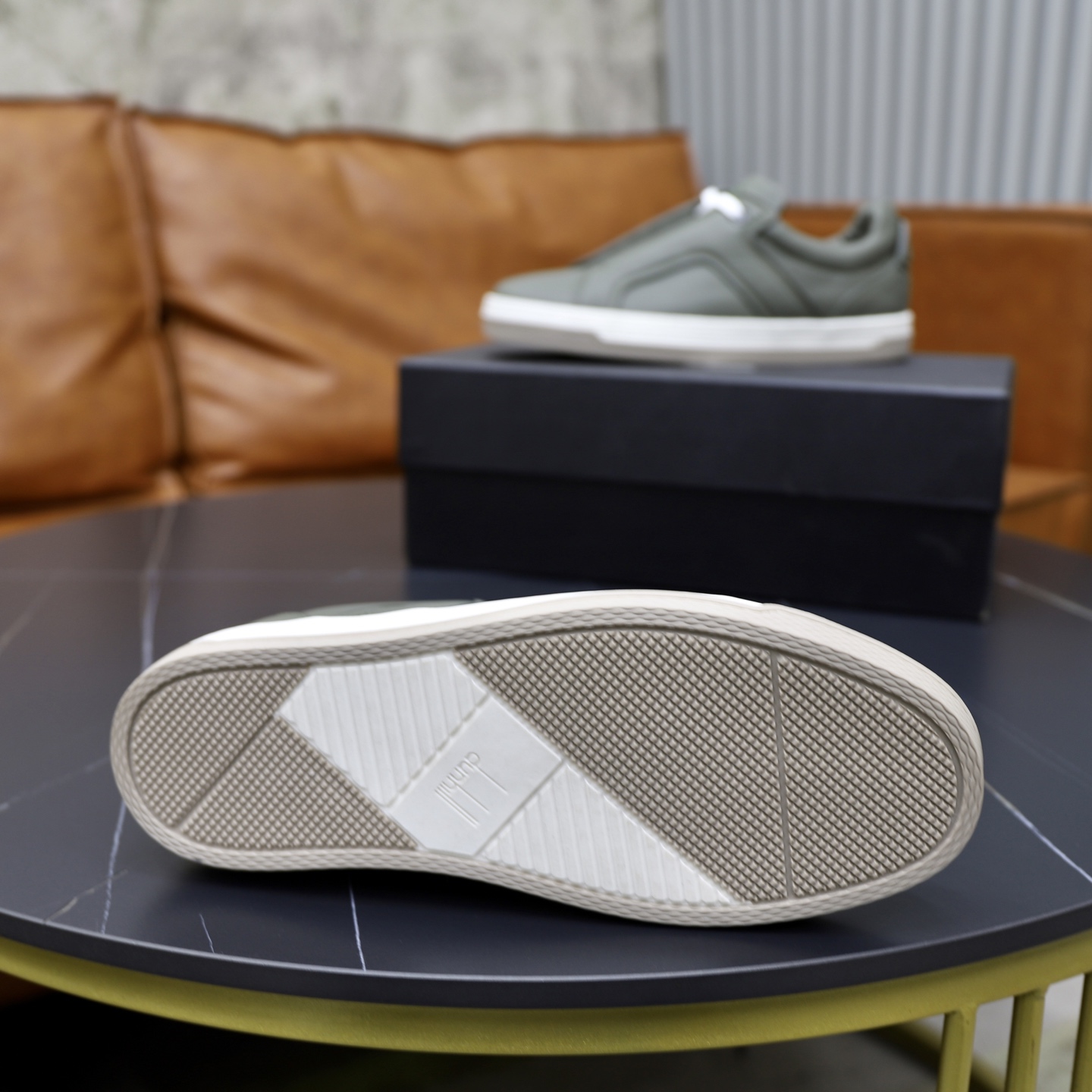 Dunhill Men's Olive Green Leather Lace-Up Sneakers, Lightweight & Comfortable 10 i1741710527351 1227 0 8