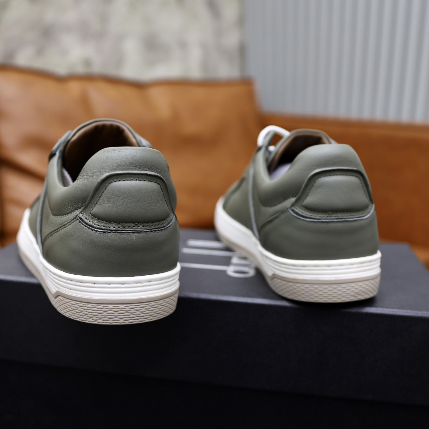 Dunhill Men's Olive Green Leather Lace-Up Sneakers, Lightweight & Comfortable 6 i1741710527441 7030 0 4