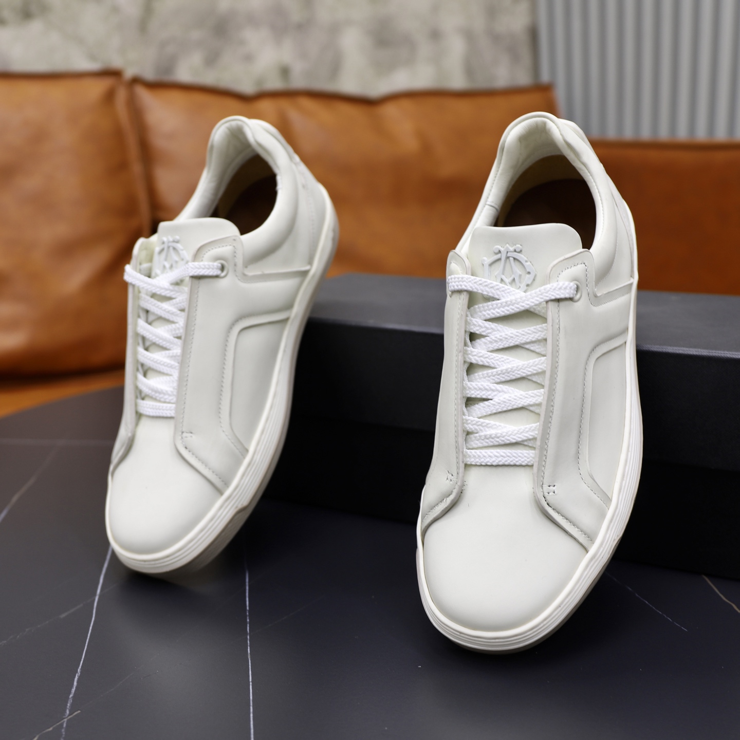 Dunhill Men's White Leather Lace-Up Sneakers - Lightweight & Comfortable 7 i1741710592761 7706 0 5