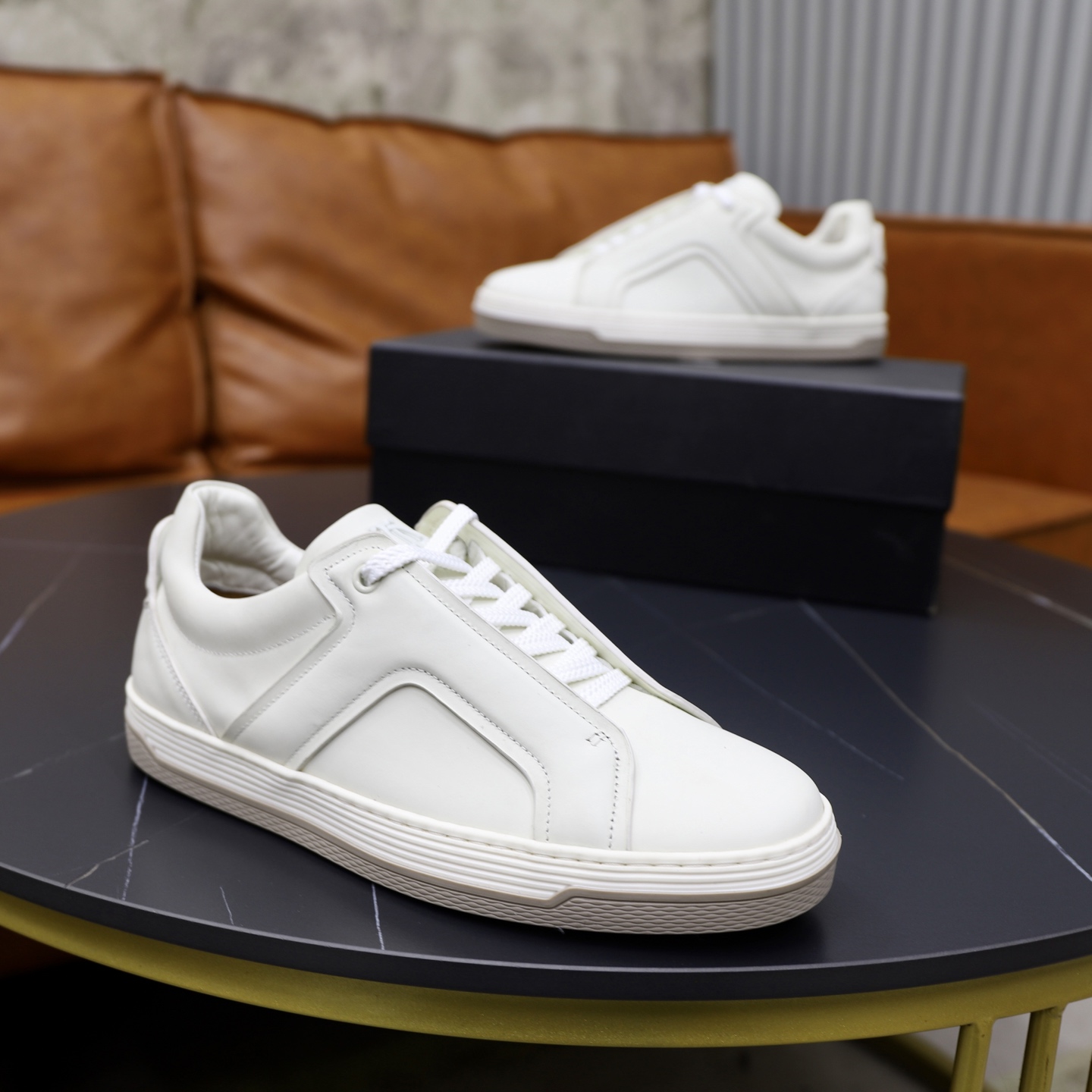 Dunhill Men's White Leather Lace-Up Sneakers - Lightweight & Comfortable 9 i1741710592809 2851 0 7