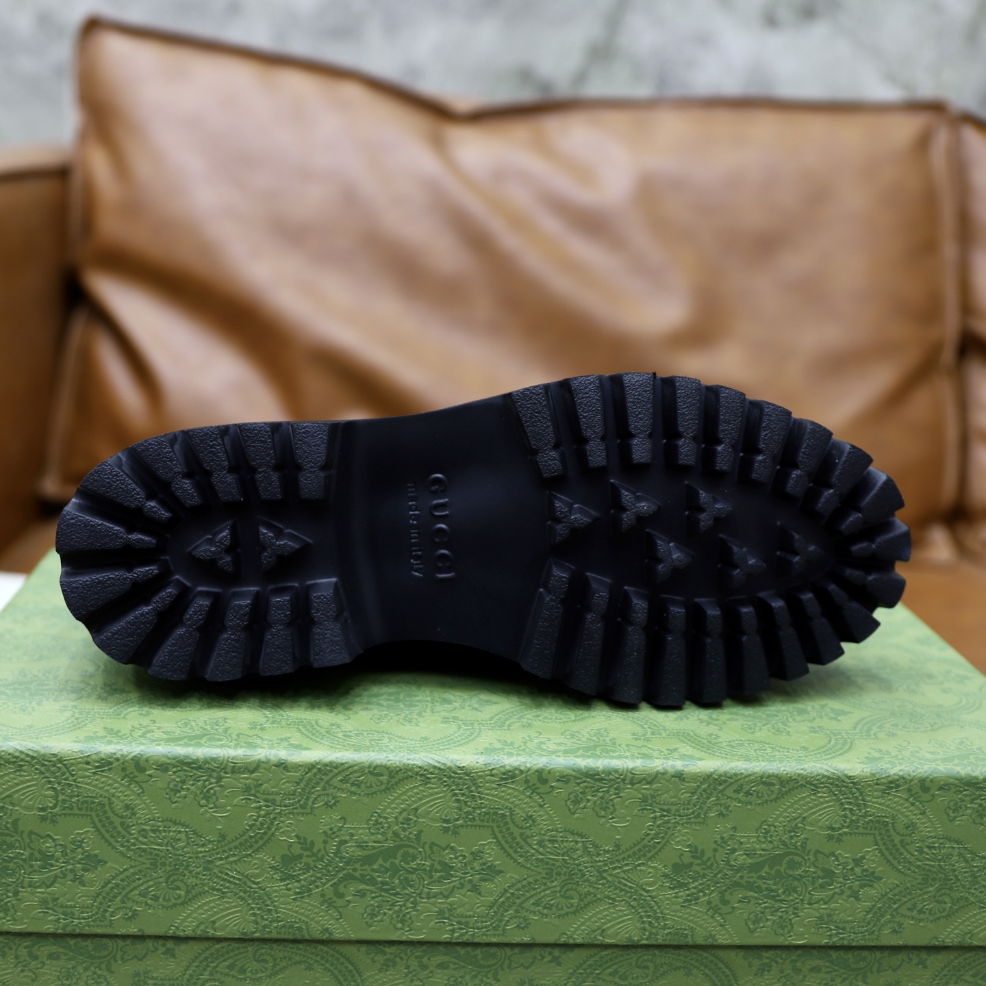 Gucci Men's Black Leather Loafers with Chain G Buckle Detail and Embossed GG Motif 9 i1742574824019 8280 0 7