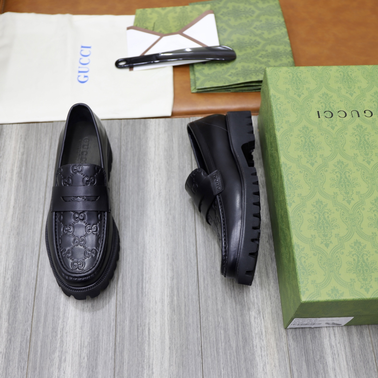 Gucci Men's Black Leather Loafers with Chain G Buckle Detail, Size 39-44 3 i1742574857380 7407 0 1