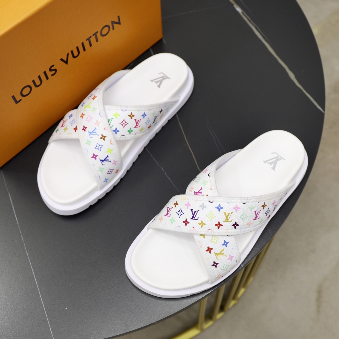 Louis Vuitton Multicolor Monogram Cross Strap Sandals Slides Size 38-44 3 i1742833131366 2406 0 1