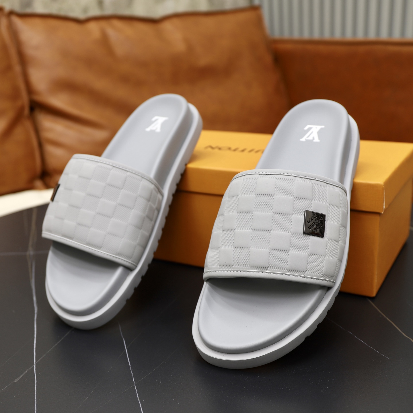 Louis Vuitton Men's Fashionable Gray Slides - Comfortable and Luxurious 7 i1742833194859 6768 0 5