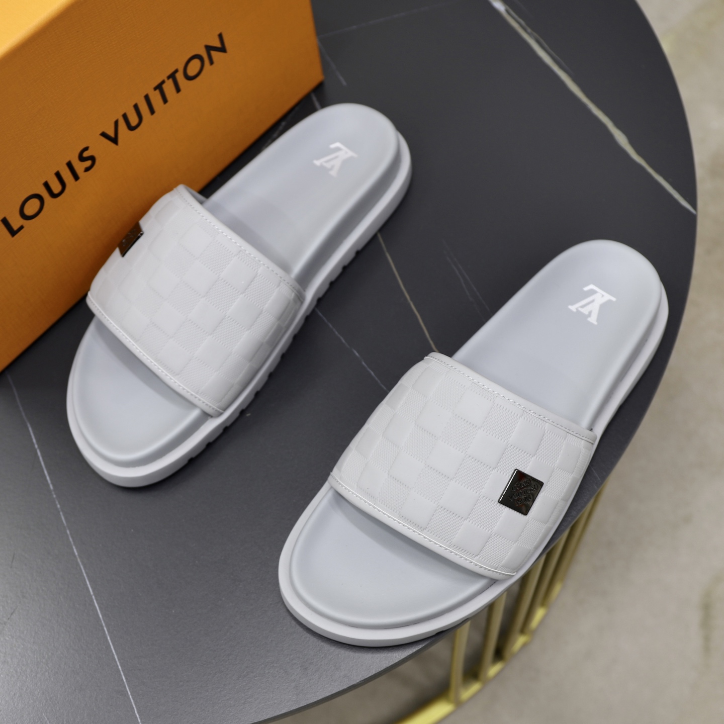 Louis Vuitton Men's Fashionable Gray Slides - Comfortable and Luxurious 3 i1742833195716 3640 0 1