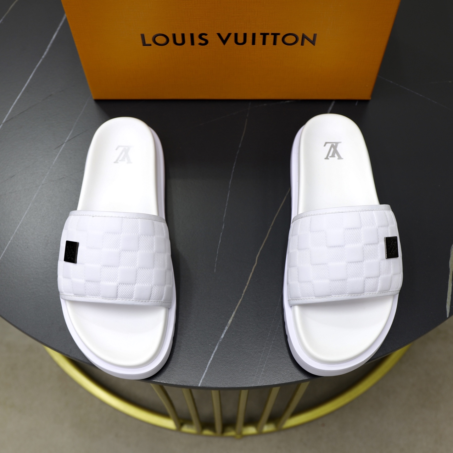 Louis Vuitton Men's White Leather Slides - Size 38-44 - Fashionable & Comfortable 2 i1742833207464 2153 0 0