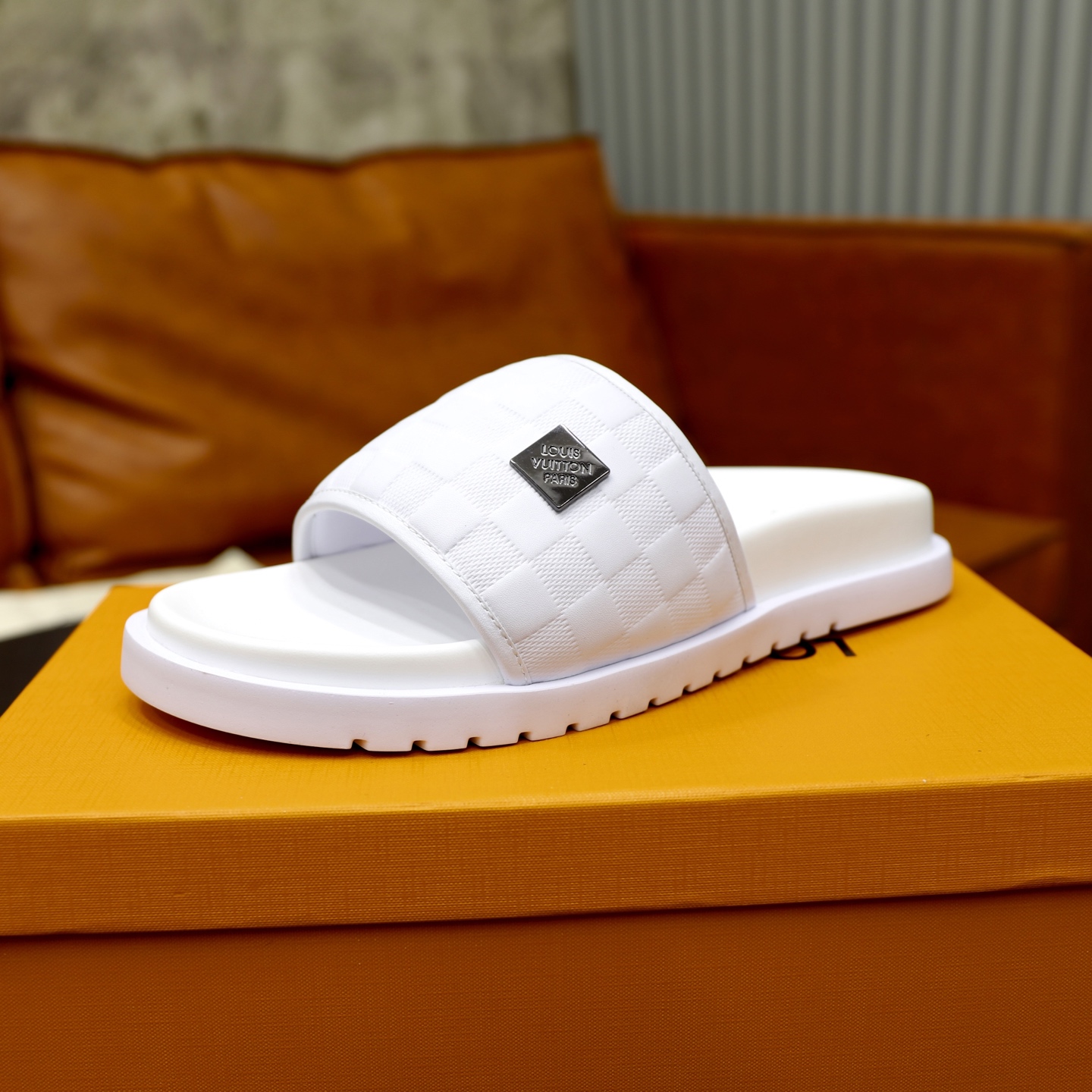 Louis Vuitton Men's White Leather Slides - Size 38-44 - Fashionable & Comfortable 5 i1742833207500 741 0 3
