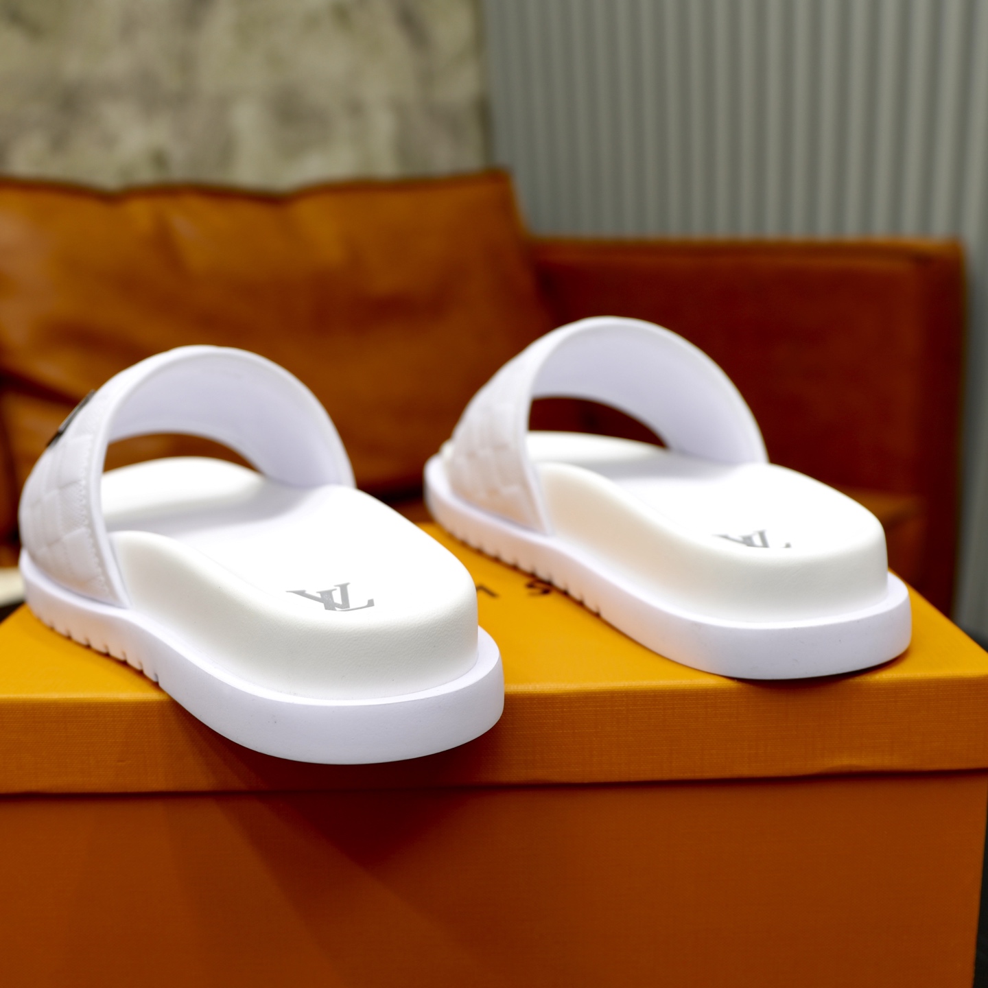 Louis Vuitton Men's White Leather Slides - Size 38-44 - Fashionable & Comfortable 6 i1742833207542 1335 0 4