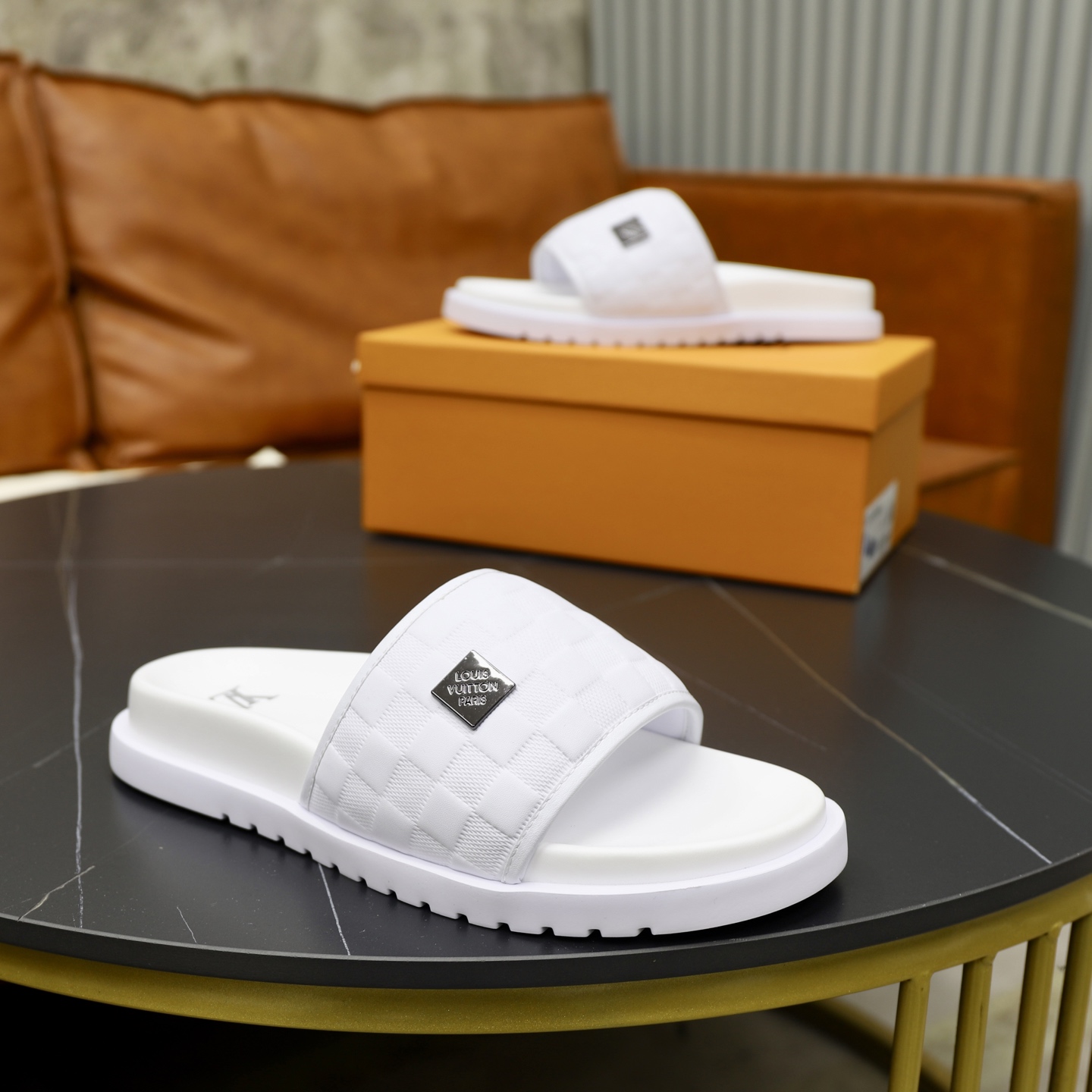 Louis Vuitton Men's White Leather Slides - Size 38-44 - Fashionable & Comfortable 9 i1742833208492 5459 0 7