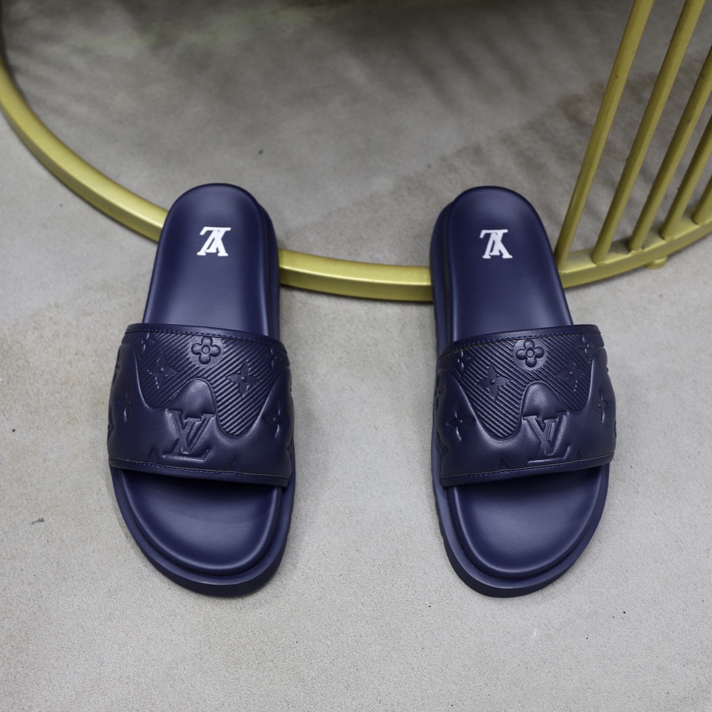 Louis Vuitton Men's Blue Leather Slide Sandal Comfortable & Lightweight 4 i1742833249086 9614 0 2