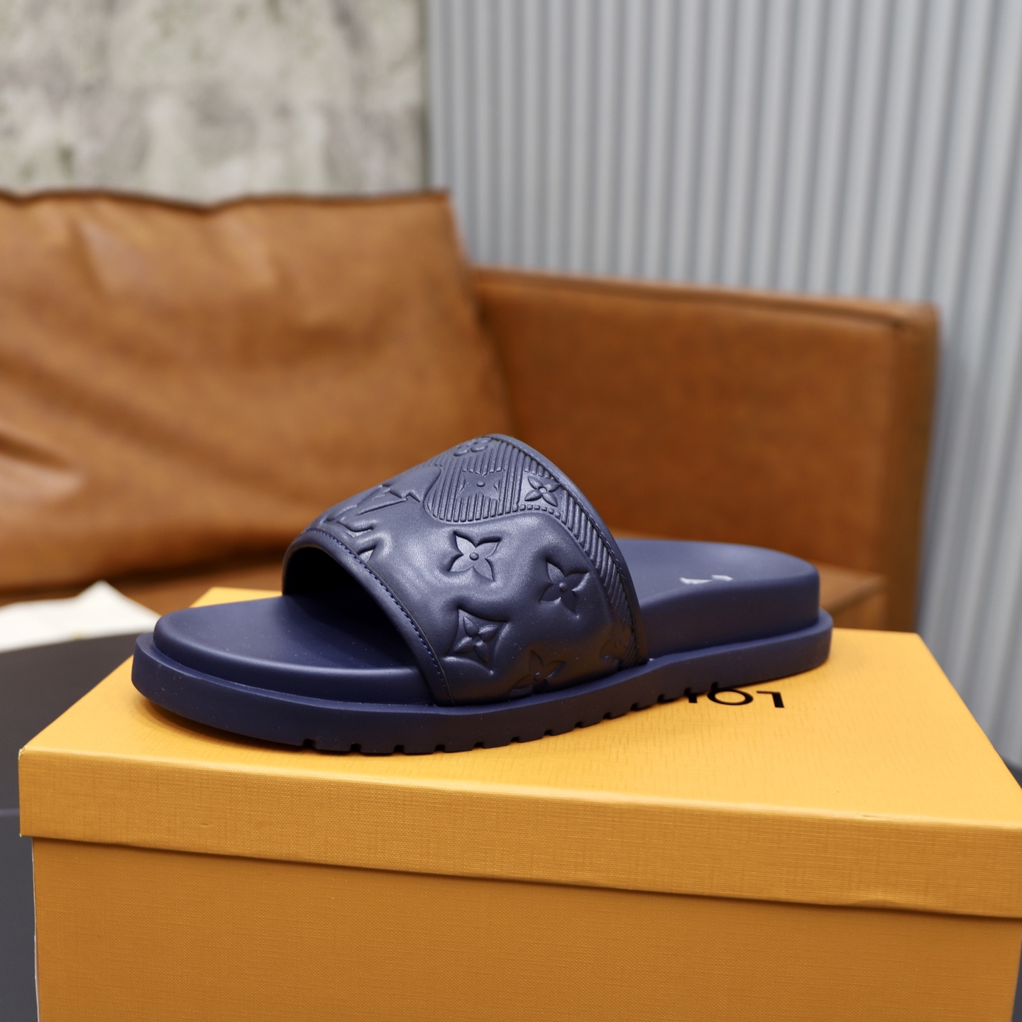 Louis Vuitton Men's Blue Leather Slide Sandal Comfortable & Lightweight 5 i1742833250186 5740 0 3