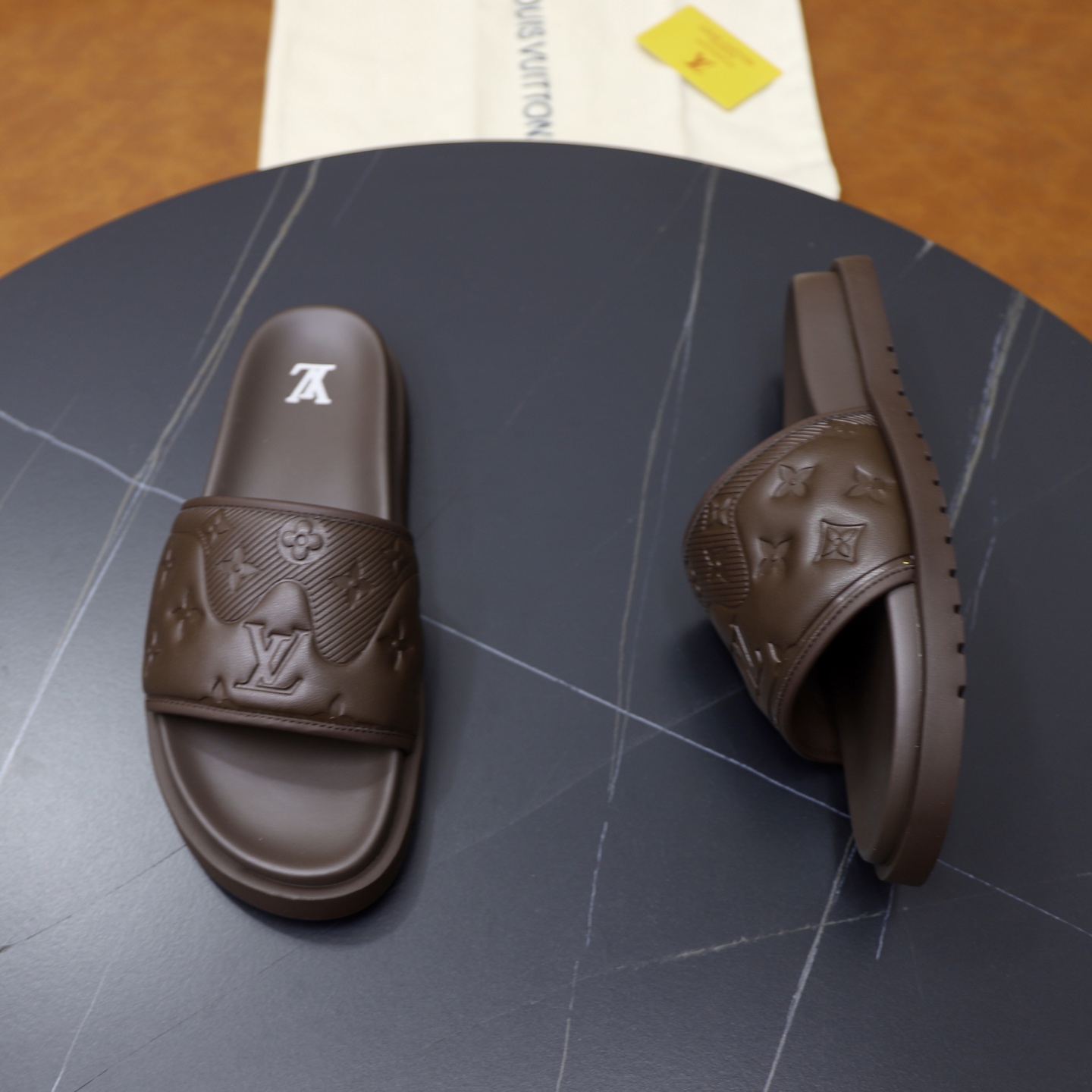 Louis Vuitton Men's Brown Leather Slide Sandals, Size 38-44 8 i1742833263062 142 0 6