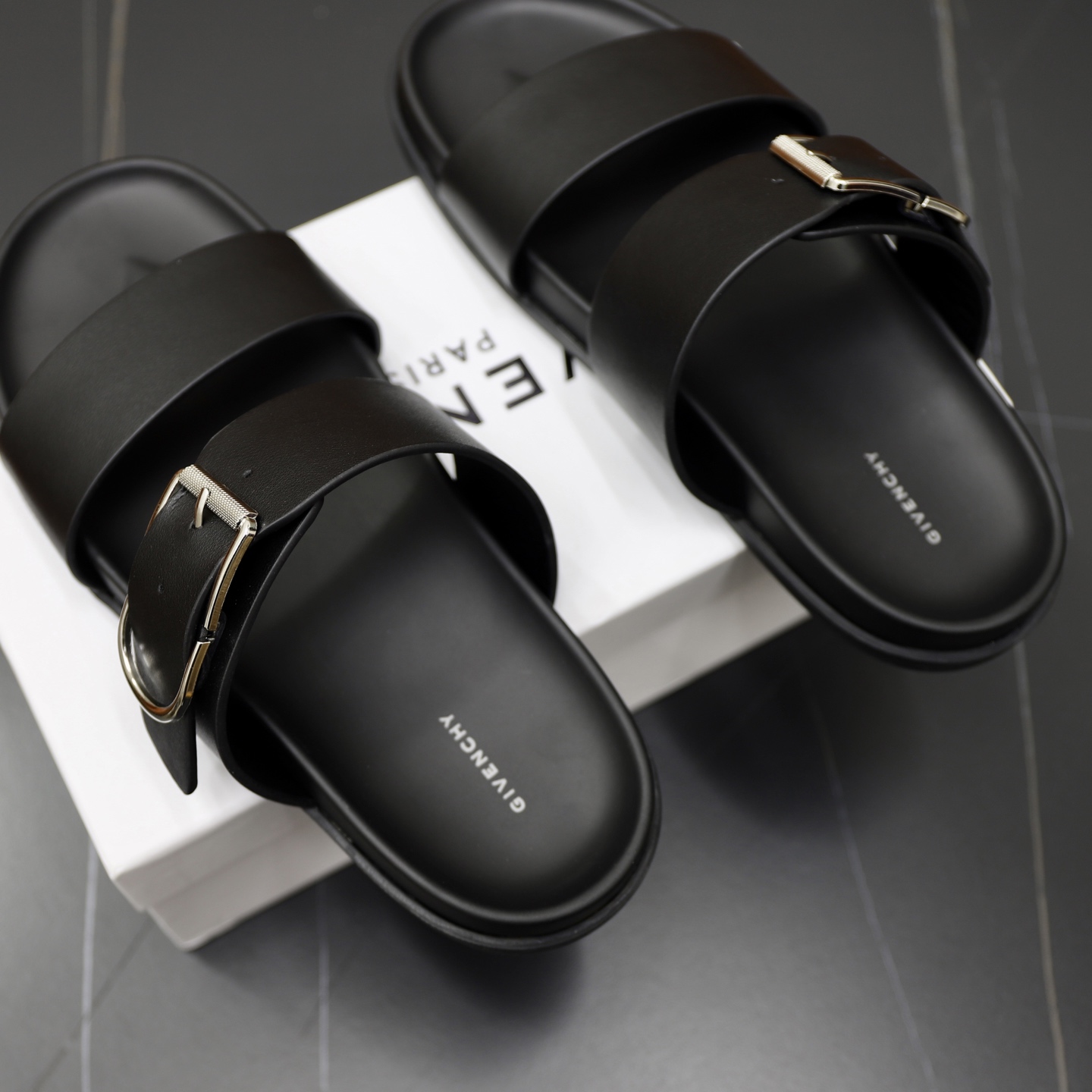 Givenchy Men's Black Leather Buckle Slide Sandals - Comfortable & Stylish 6 i1743524027340 9084 0 4