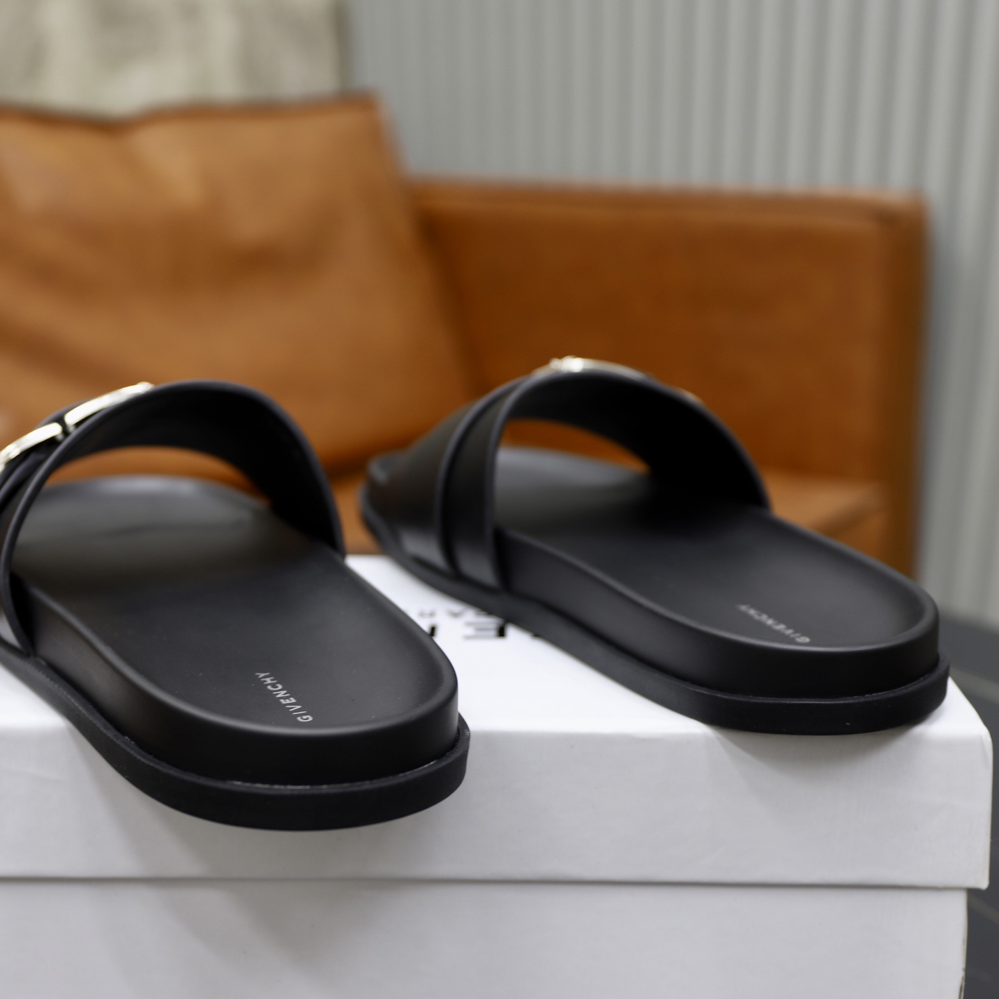 Givenchy Men's Black Leather Buckle Detail Slides Sandals Size EU 38-44 6 i1743524041059 8280 0 4