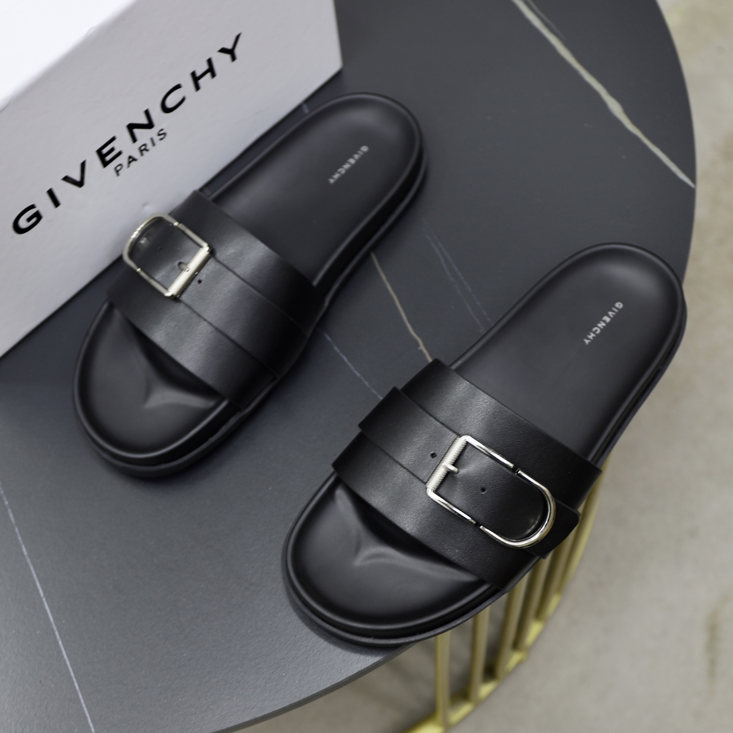 Givenchy Men's Black Leather Buckle Detail Slides Sandals Size EU 38-44 3 i1743524041122 9259 0 1