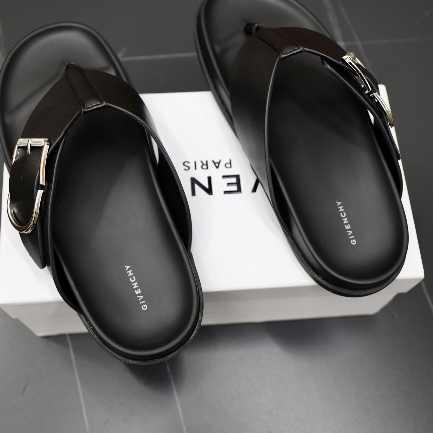 Givenchy Men's Black Leather Thong Sandals with Buckle - Luxurious Comfort 6 i1743524054687 3012 0 4