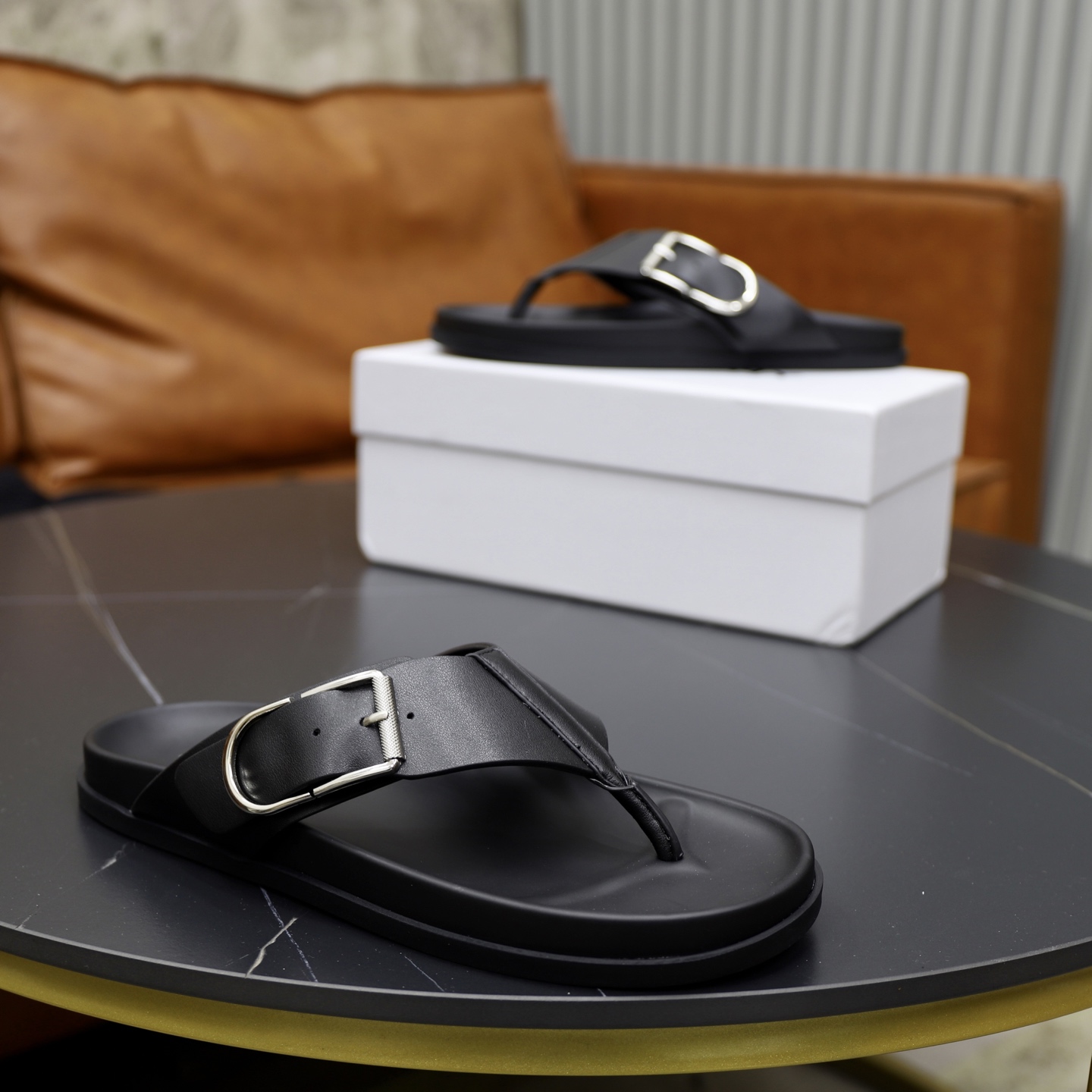 Givenchy Men's Black Leather Thong Sandals with Buckle - Luxurious Comfort 9 i1743524054698 5172 0 7