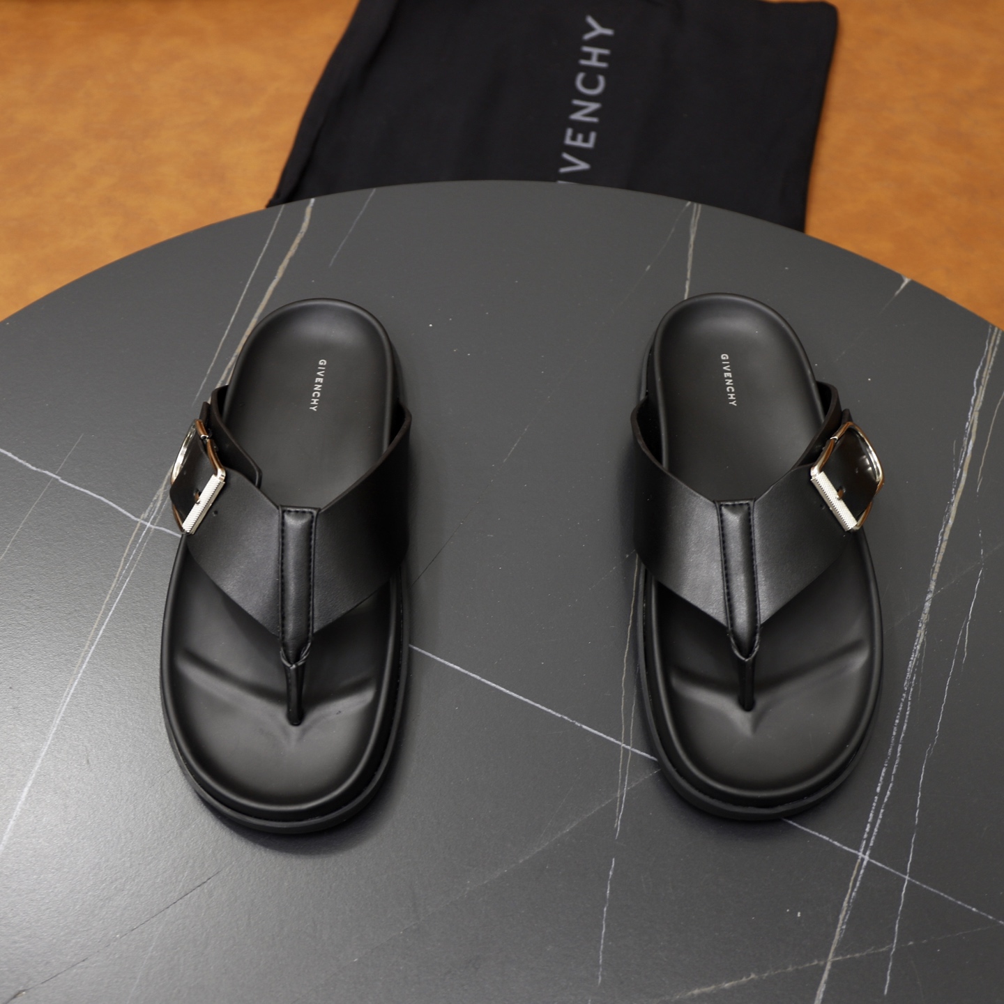 Givenchy Men's Black Leather Thong Sandals with Buckle - Luxurious Comfort 8 i1743524054762 8957 0 6