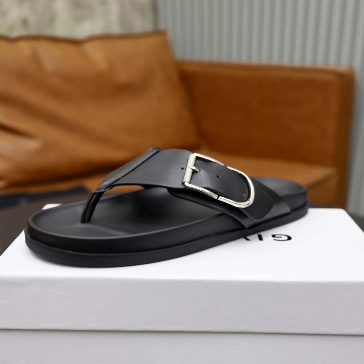 Givenchy Men's Black Leather Thong Sandals with Buckle - Luxurious Comfort 5 i1743524055679 9301 0 3