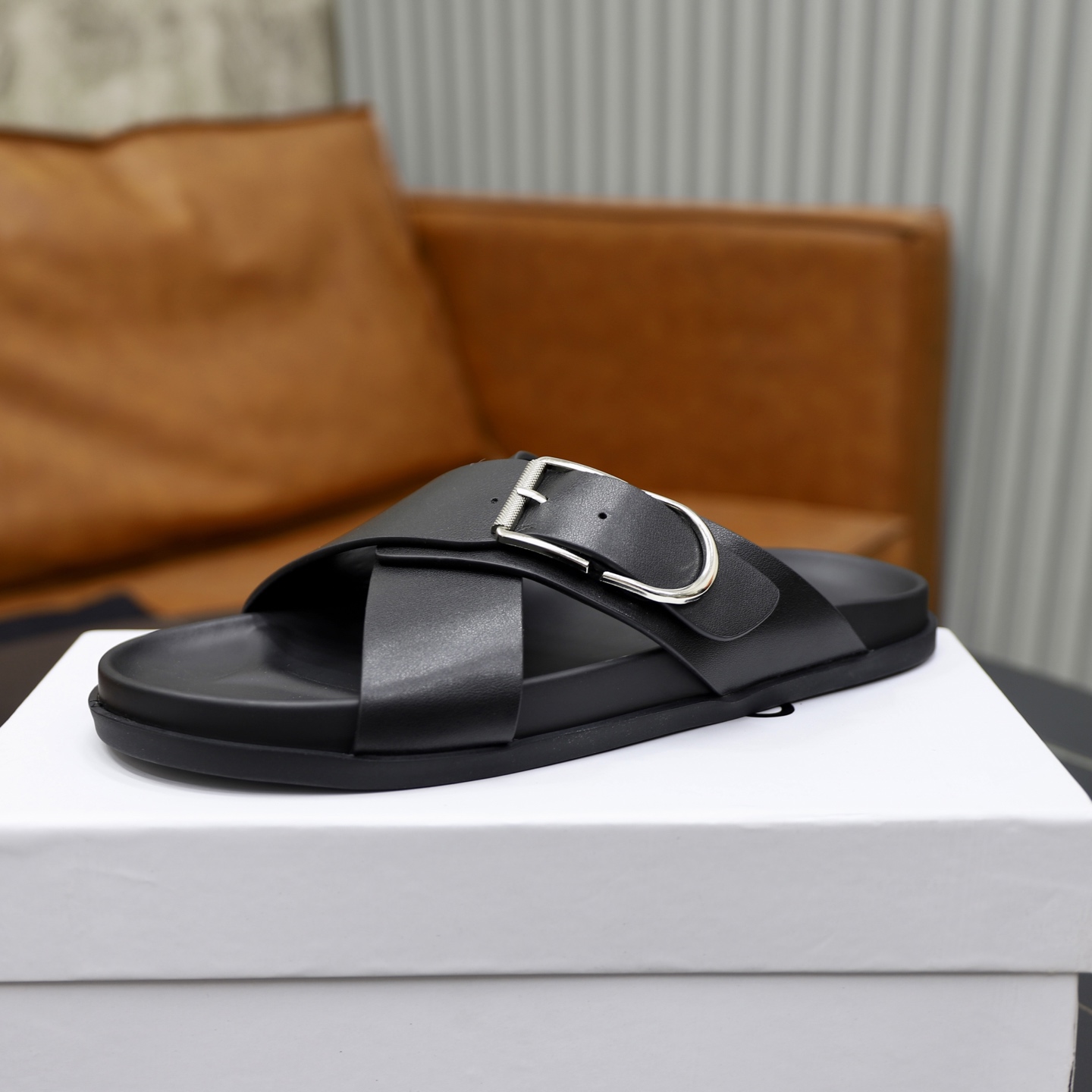 Givenchy Men's Black Leather Cross Strap Sandals | Comfortable & Stylish 5 i1743524068641 6051 0 3