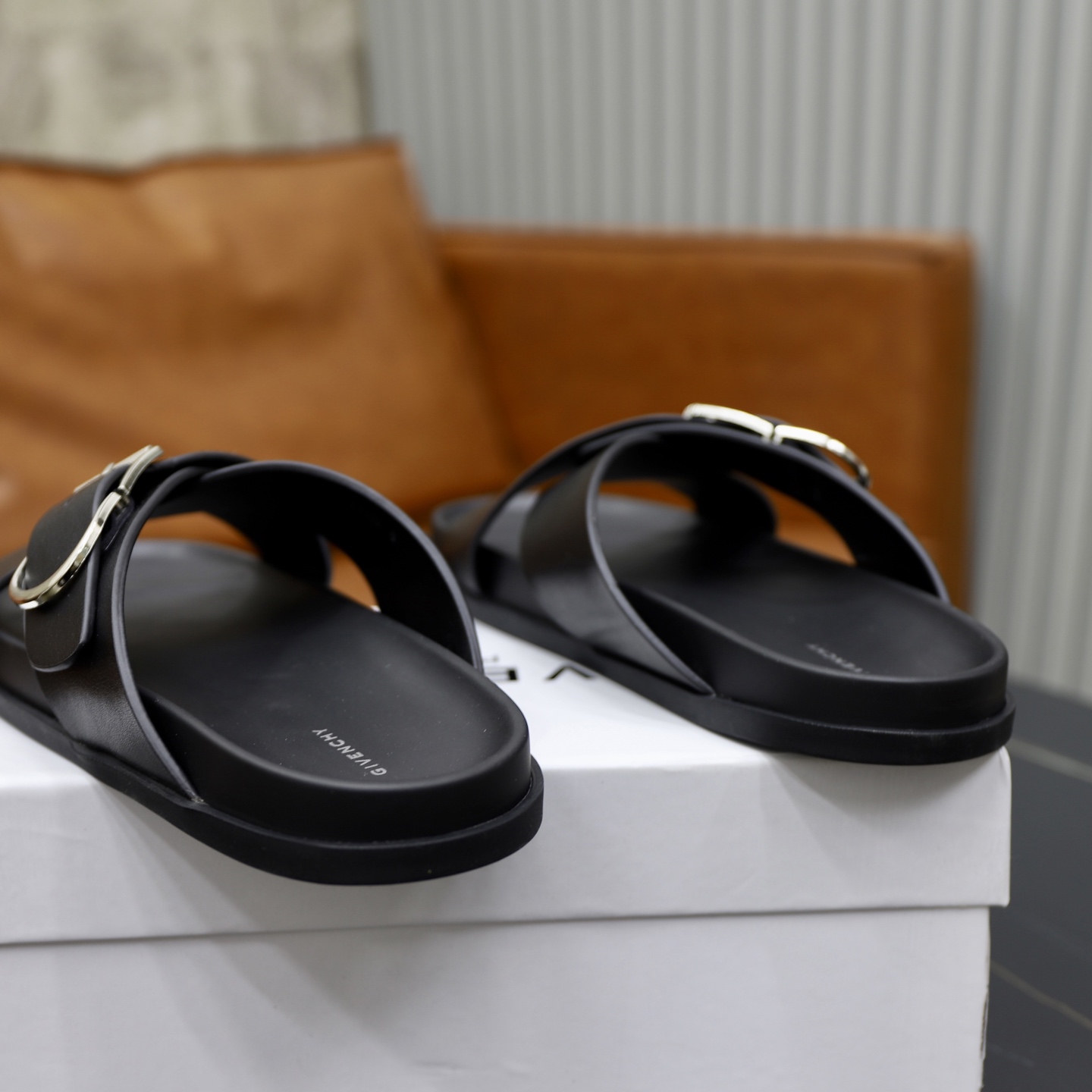 Givenchy Men's Black Leather Cross Strap Sandals | Comfortable & Stylish 6 i1743524068655 7900 0 4