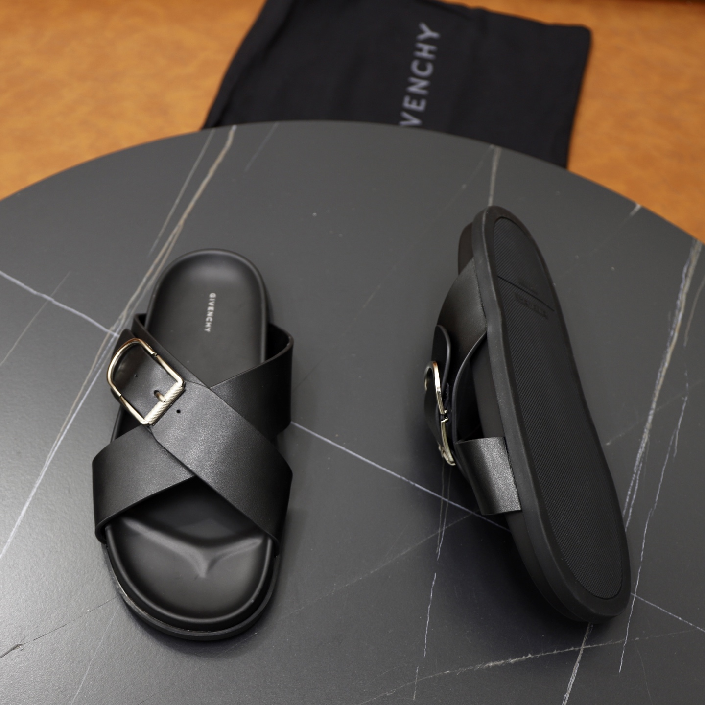 Givenchy Men's Black Leather Cross Strap Sandals | Comfortable & Stylish 8 i1743524068709 9452 0 6