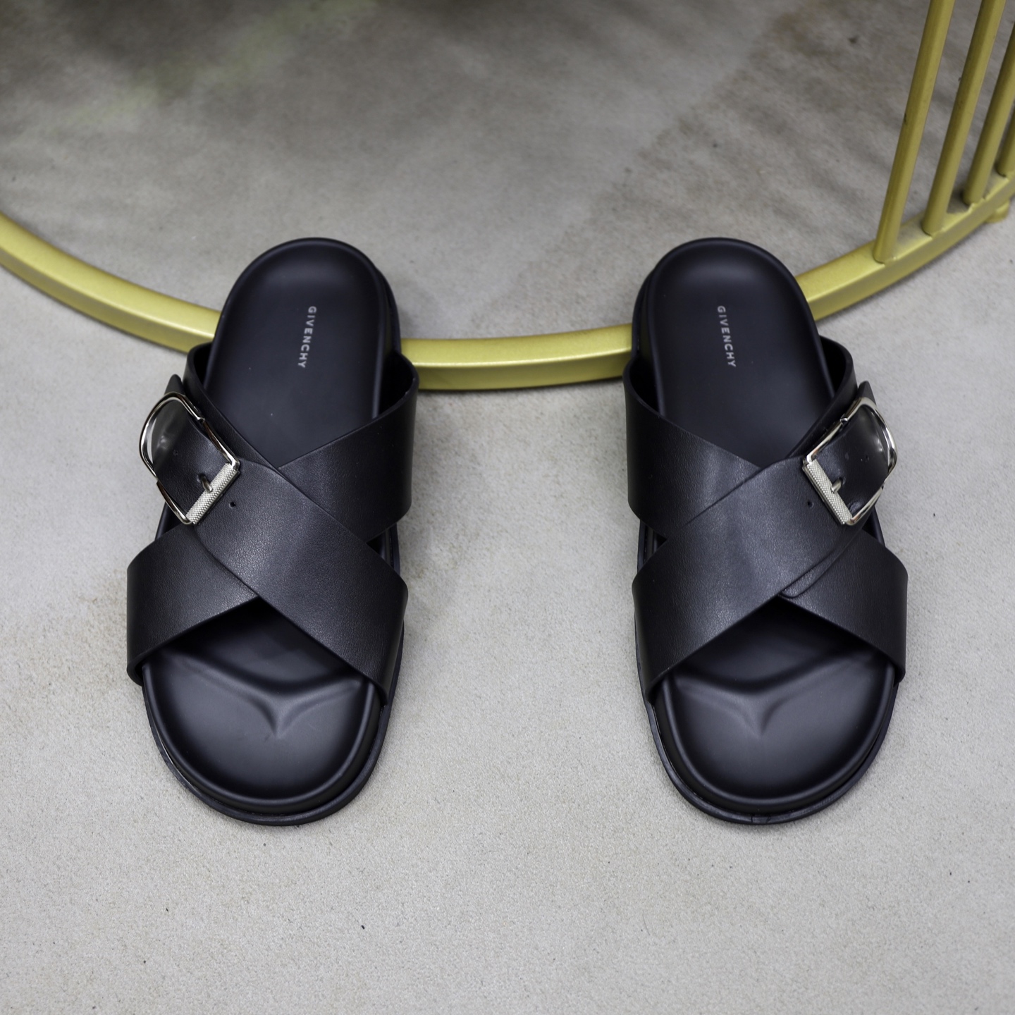 Givenchy Men's Black Leather Cross Strap Sandals | Comfortable & Stylish 4 i1743524069655 8359 0 2
