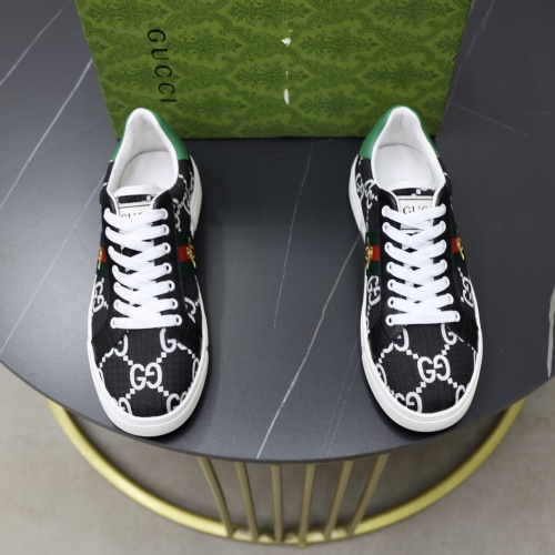 Gucci Men's Black Fabric Low-Top Sneakers with GG Motif and Lace-Up Closure