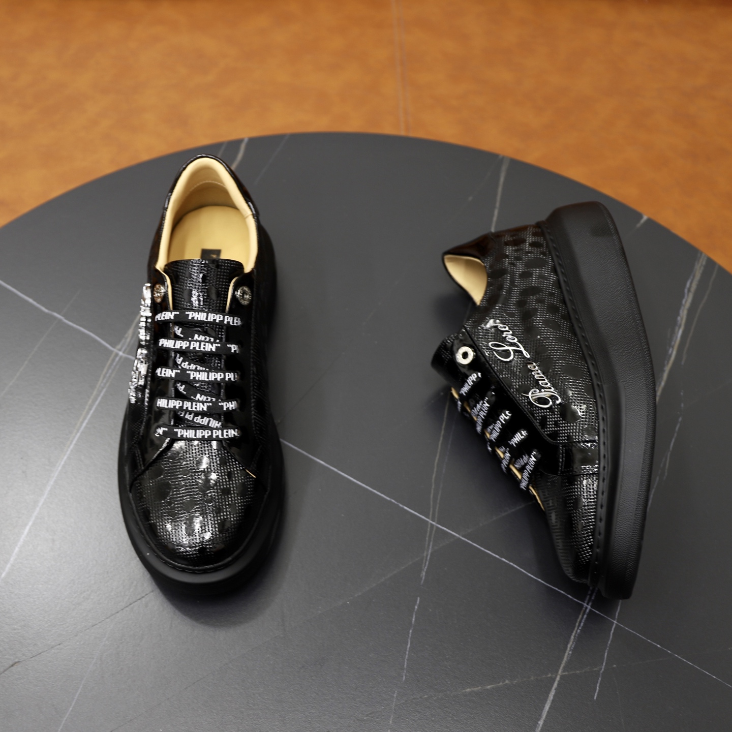 Philipp Plein Men's Black Leather Sneakers with Logo Laces, Sizes 38-44 8 i1743609934133 6401 0 6