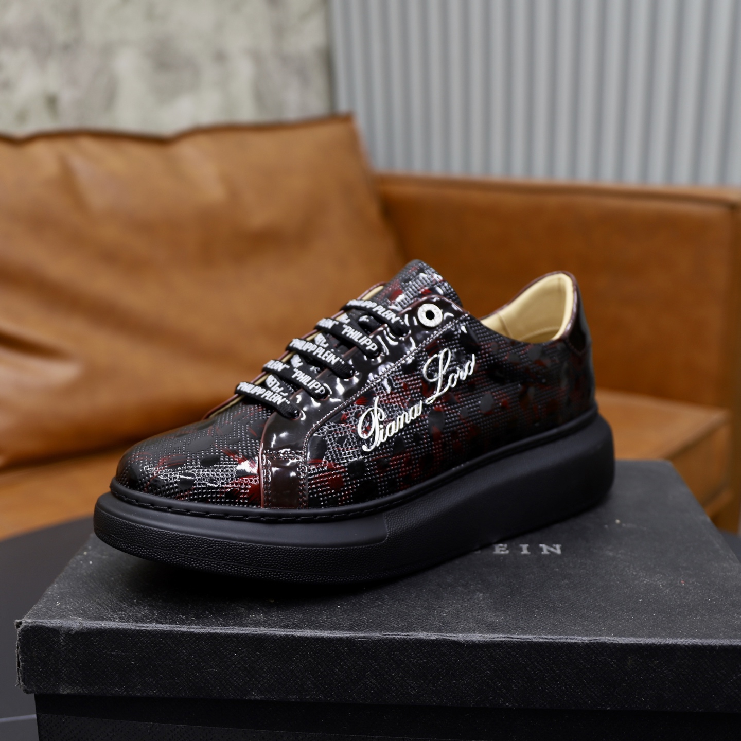 Philipp Plein Men's Crocodile Embossed Leather Lace-Up Sneakers Black 5 i1743609961857 2899 0 3