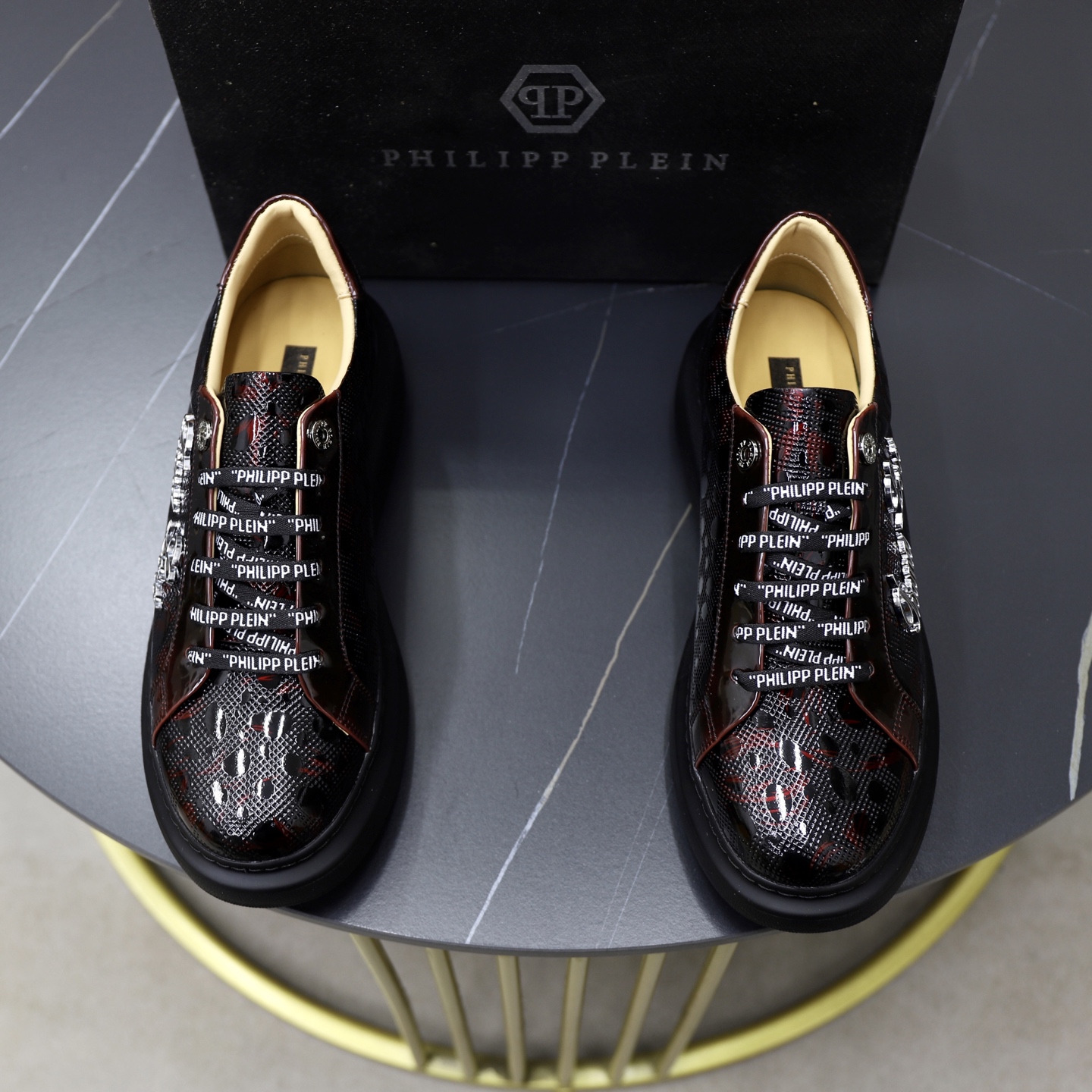 Philipp Plein Men's Crocodile Embossed Leather Lace-Up Sneakers Black 2 i1743609961892 9125 0 0