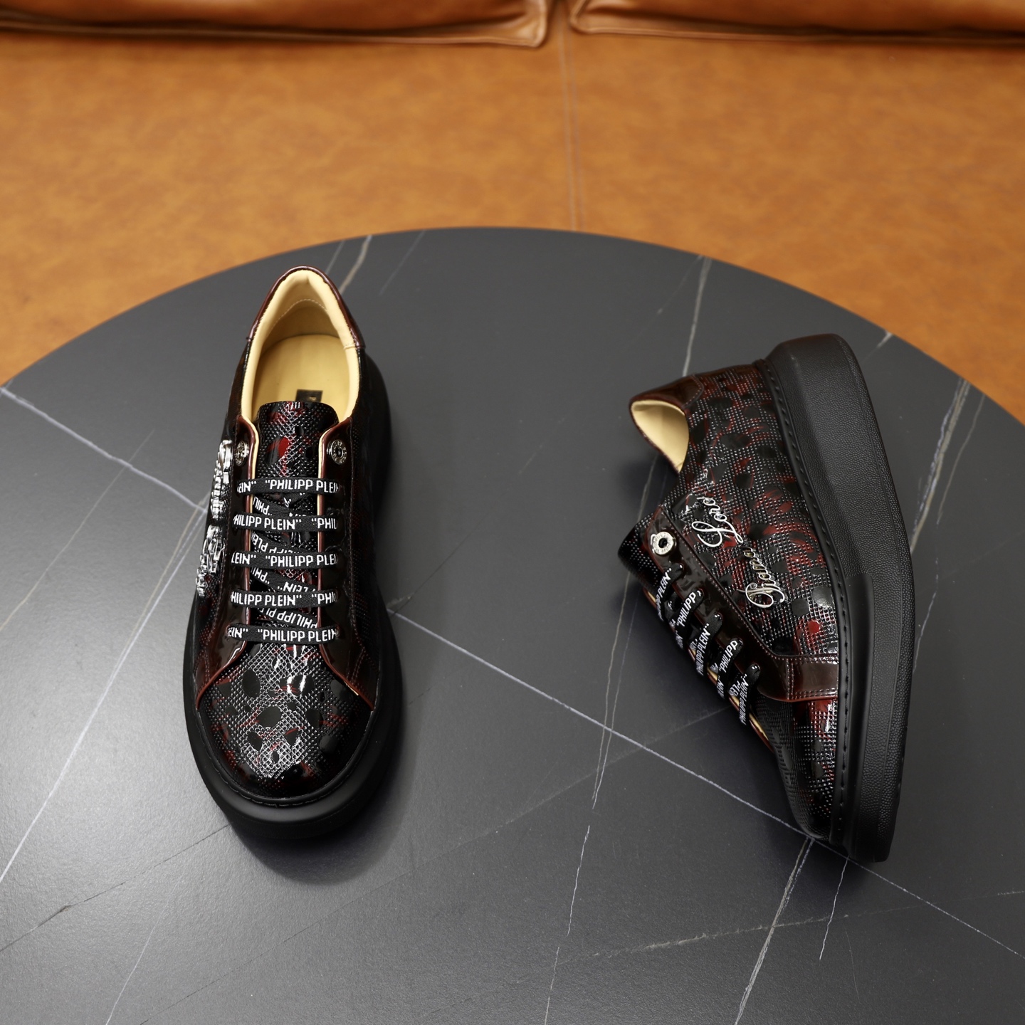 Philipp Plein Men's Crocodile Embossed Leather Lace-Up Sneakers Black 8 i1743609972724 5666 0 6