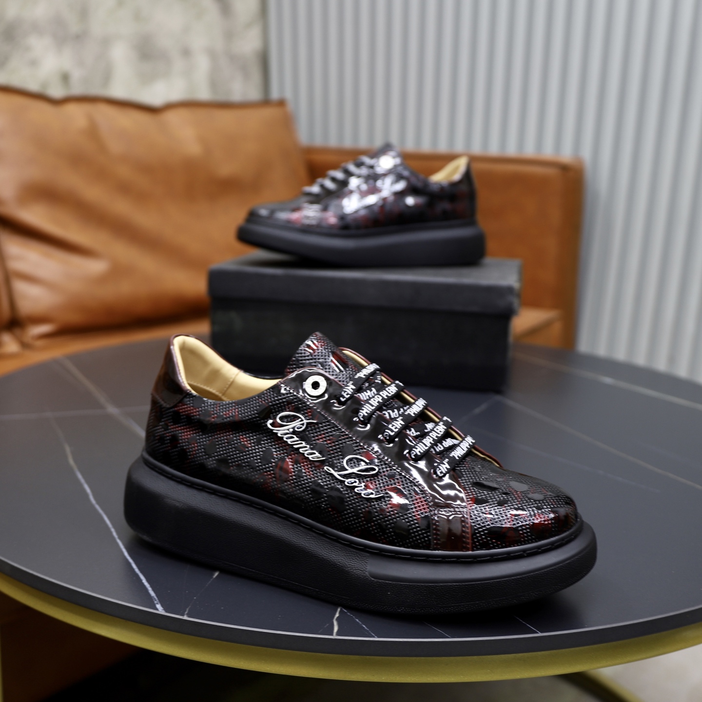 Philipp Plein Men's Crocodile Embossed Leather Lace-Up Sneakers Black 9 i1743609972818 724 0 7