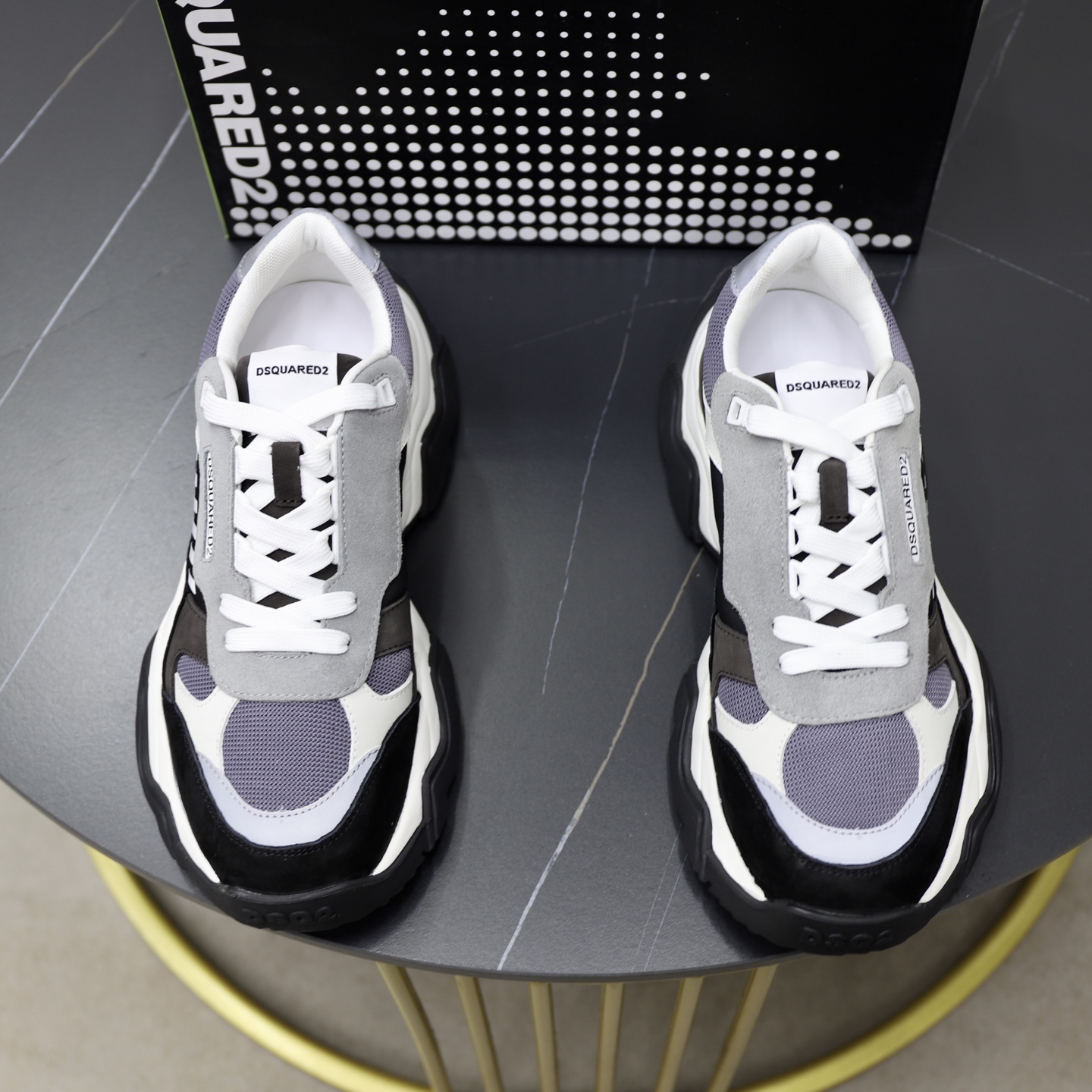 Dsquared2 Men's Fashion Sneakers - Stylish Leather Patchwork Design 1 Dsquared2 Men's Fashion Sneakers - Stylish Leather Patchwork Design