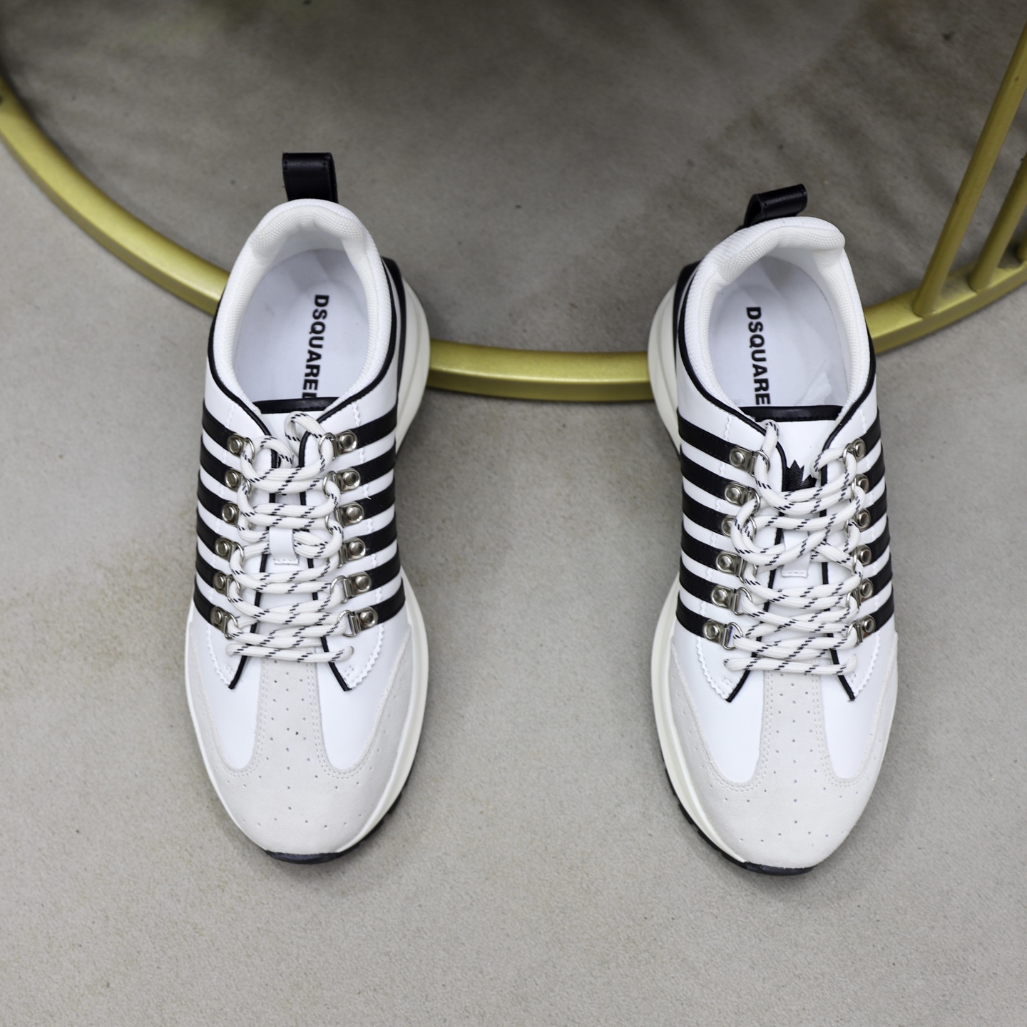 Dsquared2 Men's White Leather and Textile Sneakers with Striped Design 4 i1743955757852 406 0 2