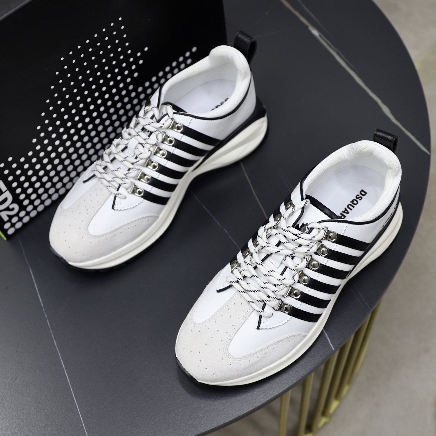 Dsquared2 Men's White Leather and Textile Sneakers with Striped Design 3 i1743955757886 6558 0 1