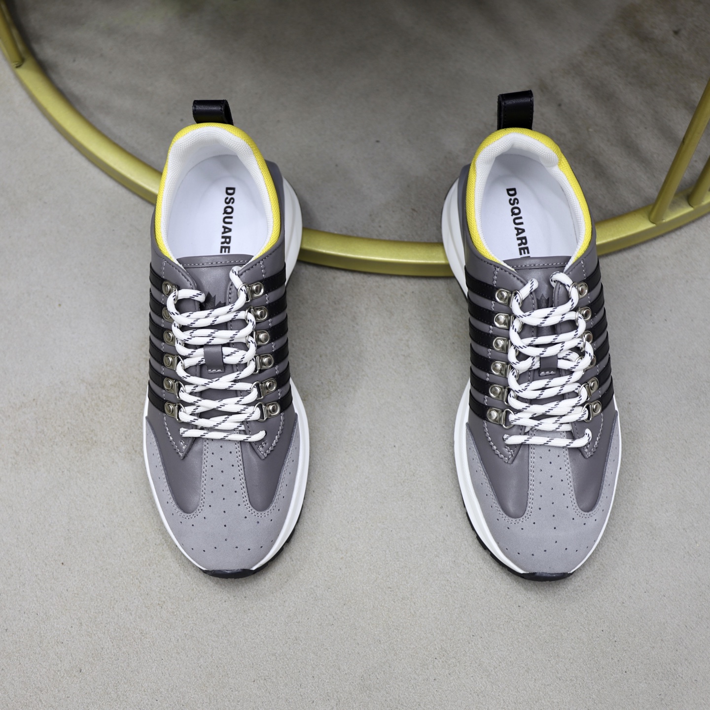 Dsquared2 Men's Gray Leather Lace-Up Sneakers - Fashionable and Comfortable 4 i1743955808035 5212 0 2