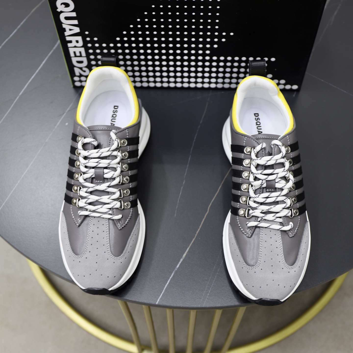 Dsquared2 Men's Gray Leather Lace-Up Sneakers - Fashionable and Comfortable 2 i1743955808275 8543 0 0